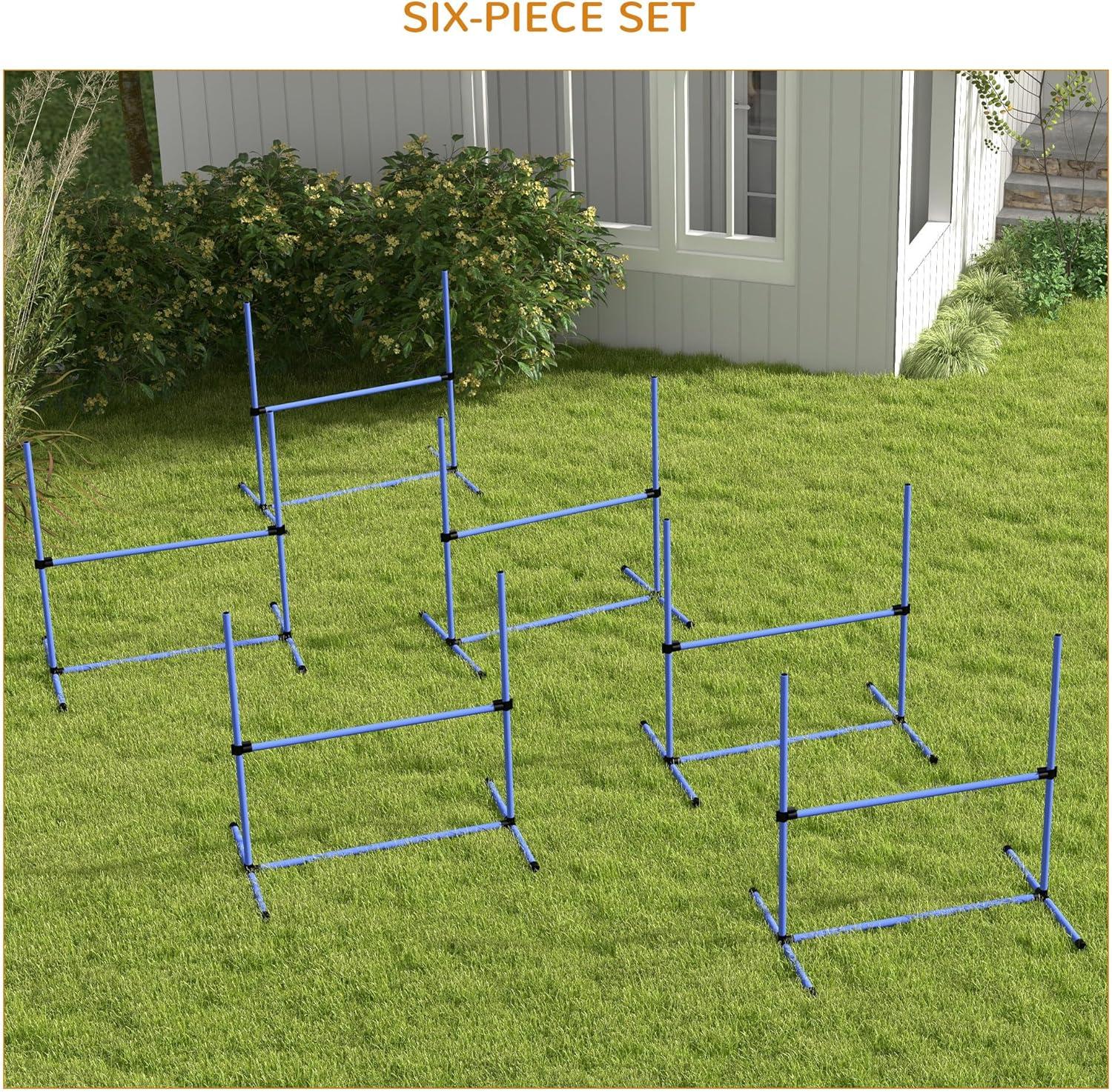 PawHut Dog Agility Starter Kit with Adjustable Height Jump Bars, Included Carry Bag, & Displacing Top Bar