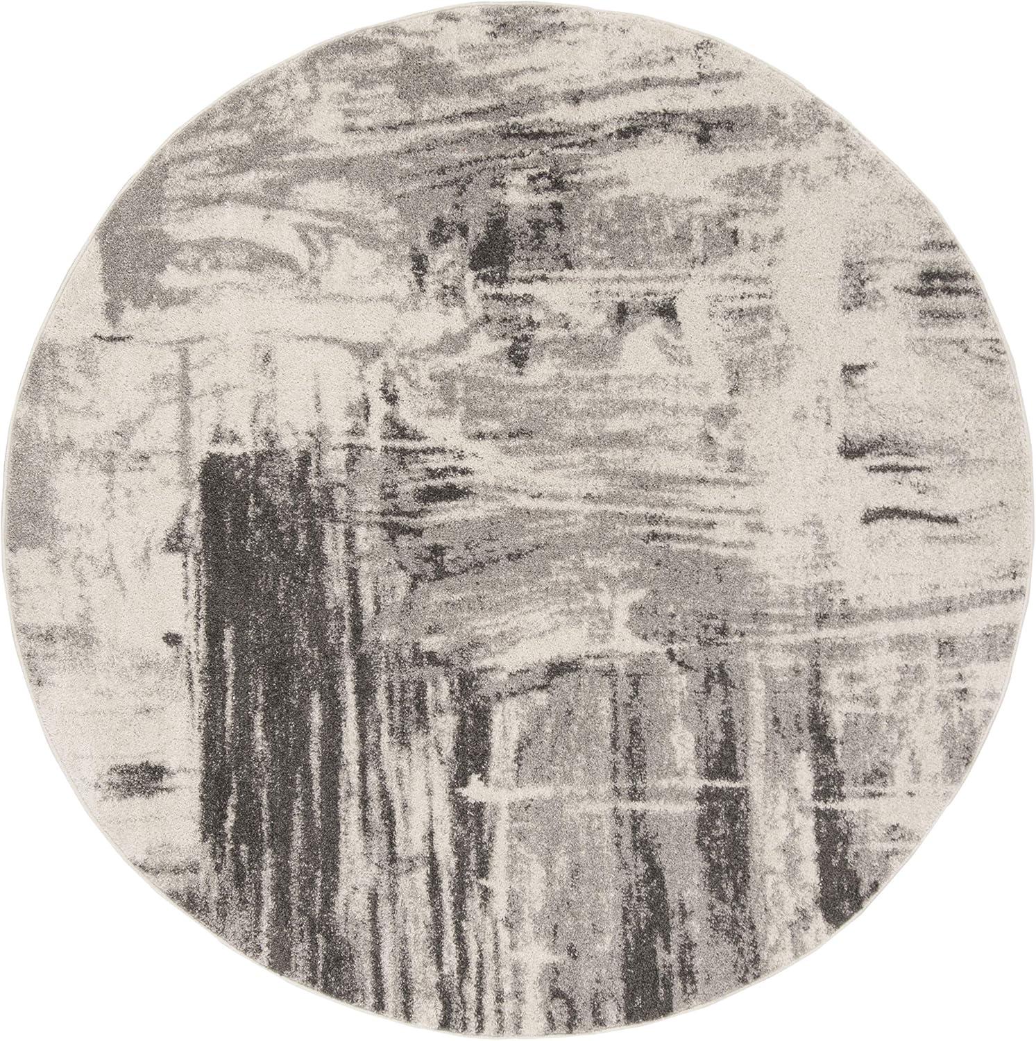 Adirondack ADR133 Machine Made Indoor Area Rug - Ivory/Grey - 6' Round - Safavieh
