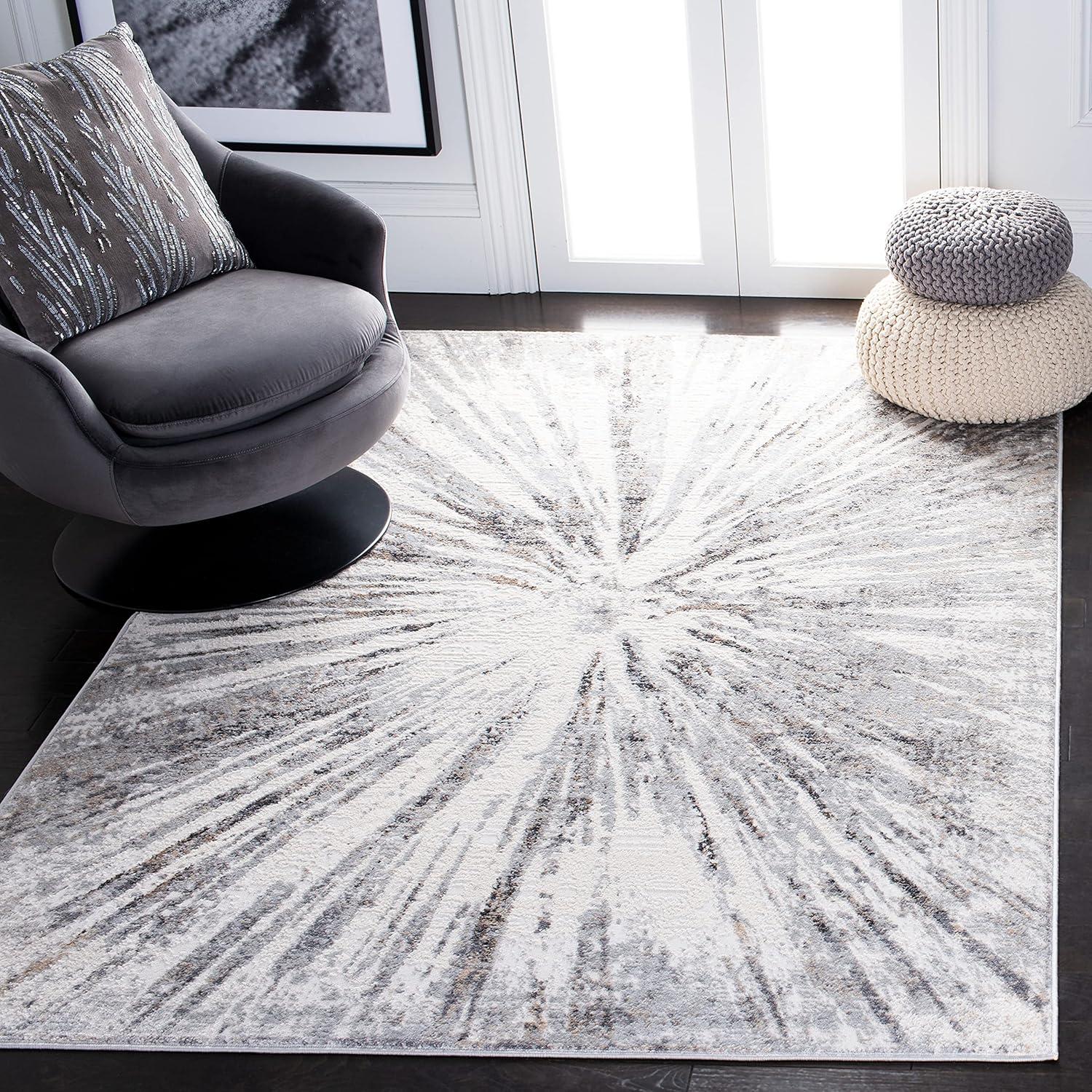 Amelia ALA449 Power Loomed Indoor Area Rug - Grey/Gold - 6'7"x9'6" - Safavieh