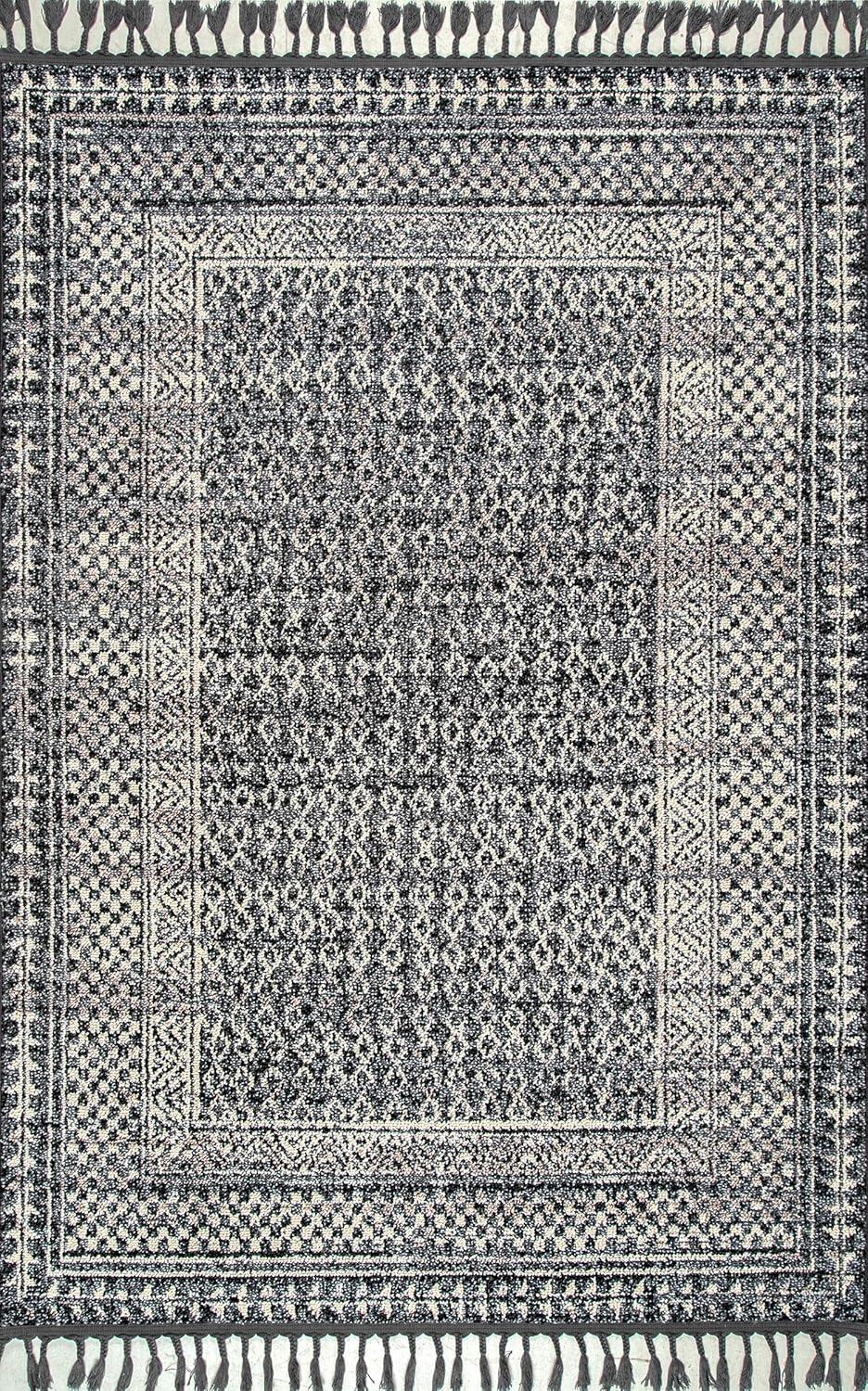 Gray Diamond Braided Synthetic 4' x 6' Area Rug