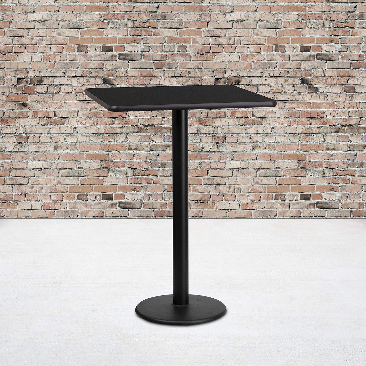 Flash Furniture Stiles 24'' Square Black Laminate Table Top with 18'' Round Bar Height Table Base