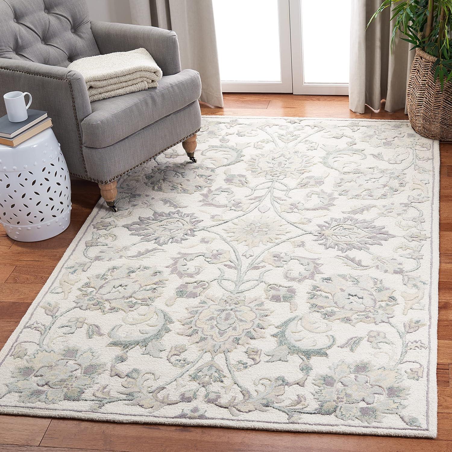 Glamour GLM624 Hand Tufted Indoor Area Rug - Ivory/Grey - 4'x6' - Safavieh
