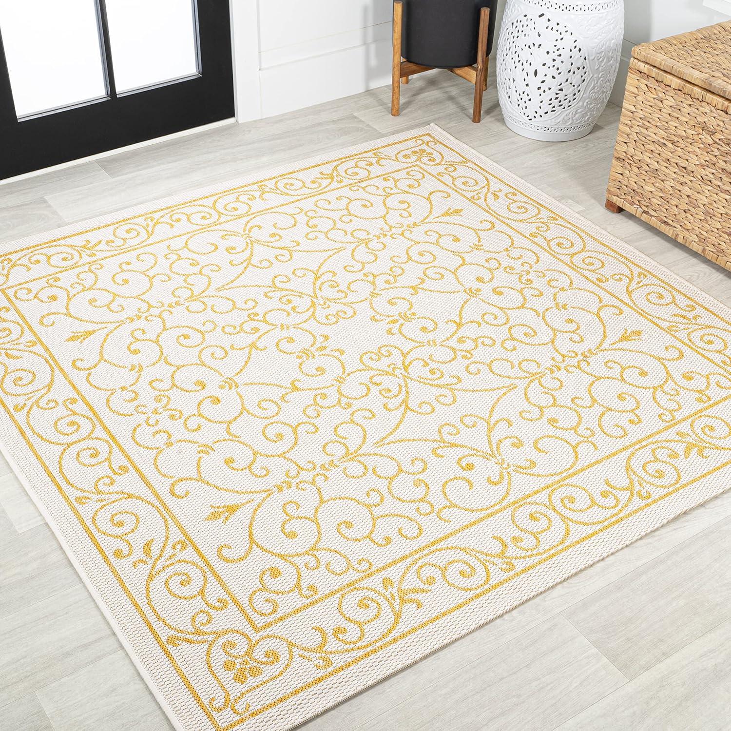 Charleston Vintage Filigree Textured Weave Indoor/Outdoor Area Rug  - JONATHAN Y