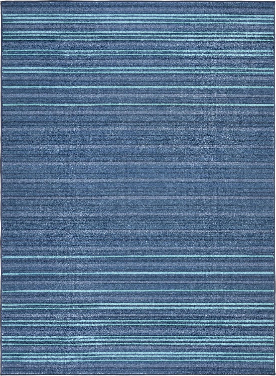 TOWN & COUNTRY BASICS Layne Everwash Non-Slip Backing Area Rug Navy Blue/Blue