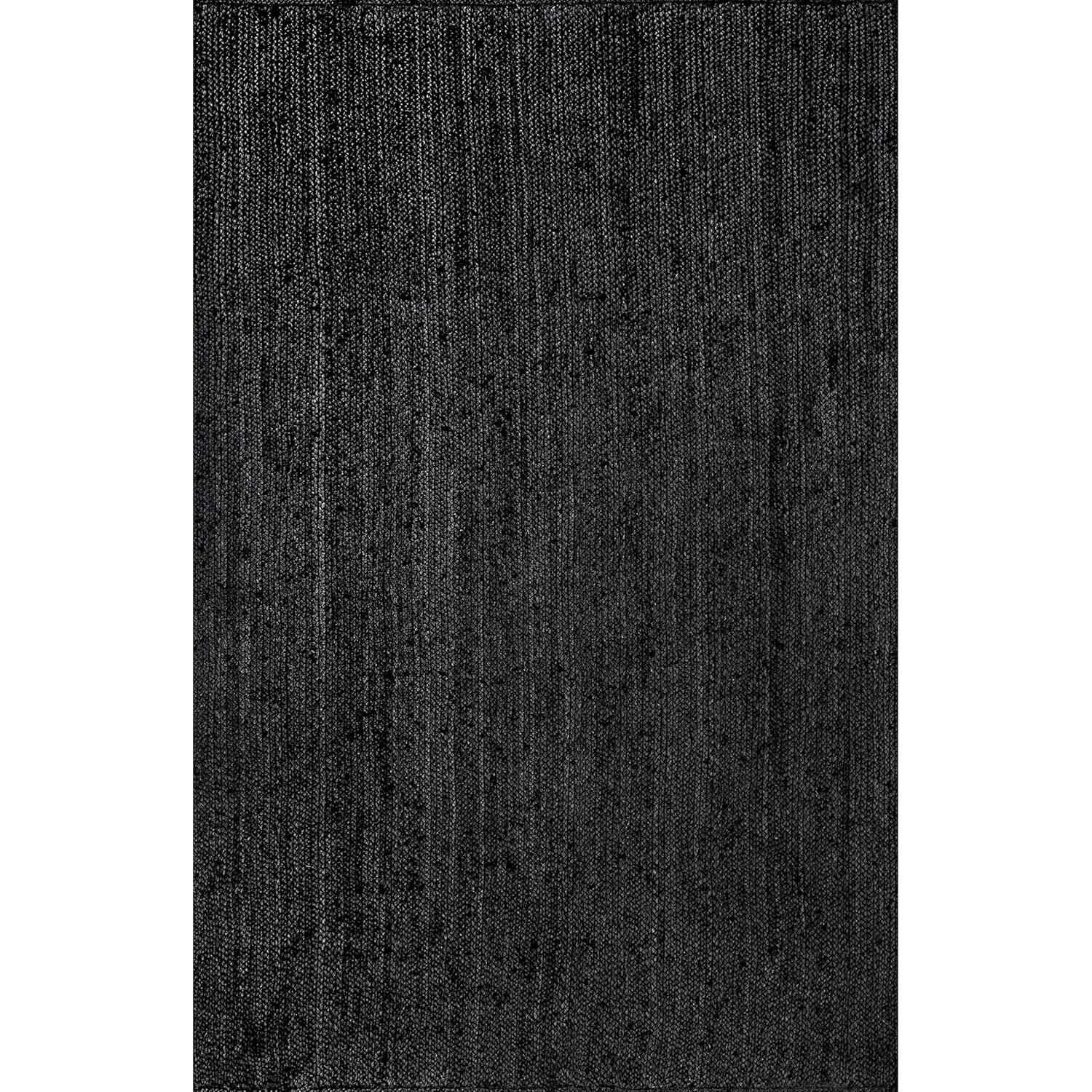 3'x5' Hand Woven Rigo Jute Area Rug Black - nuLOOM: Farmhouse Style, Rectangle, Low Pile, Indoor Use
