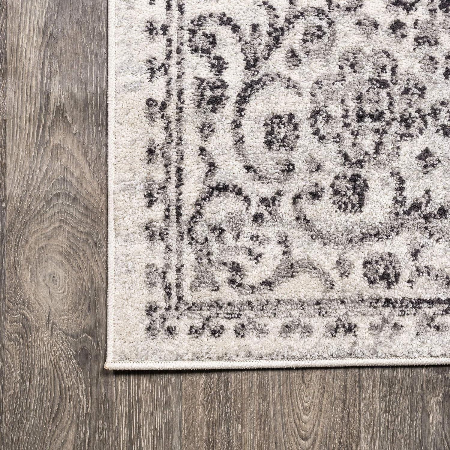 5'x8' Minori Filigree Medallion Area Rug, Dark Gray/Cream - JONATHAN Y