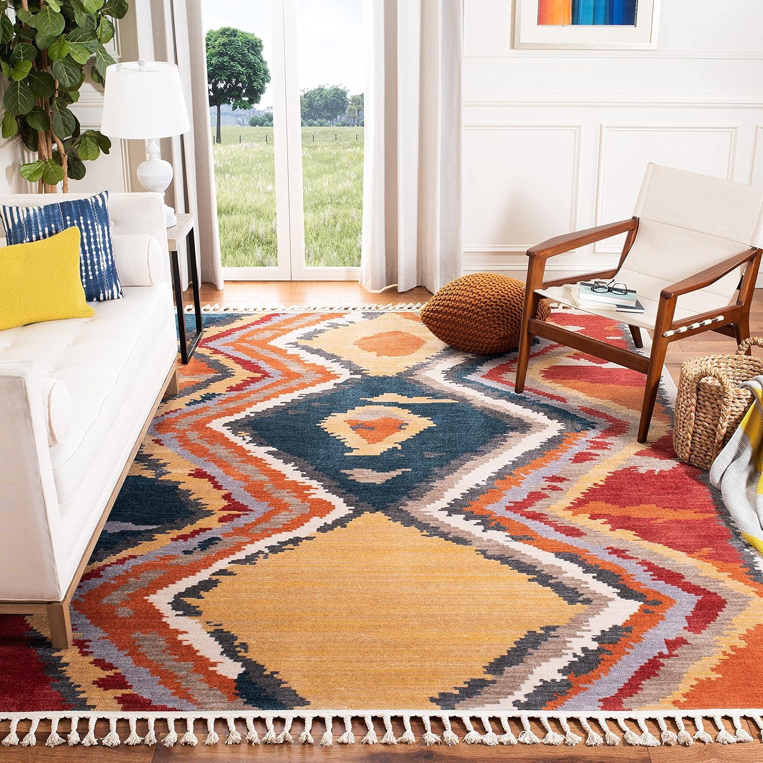 Braided Medallion 8' x 10' Red Cotton Chenille Area Rug