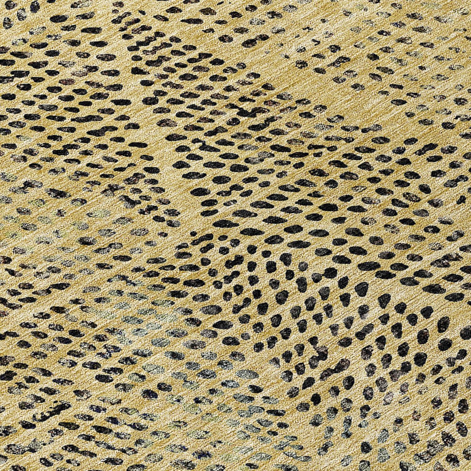 Gold Diamond Pattern Machine Washable Rectangular Rug 3' x 5'