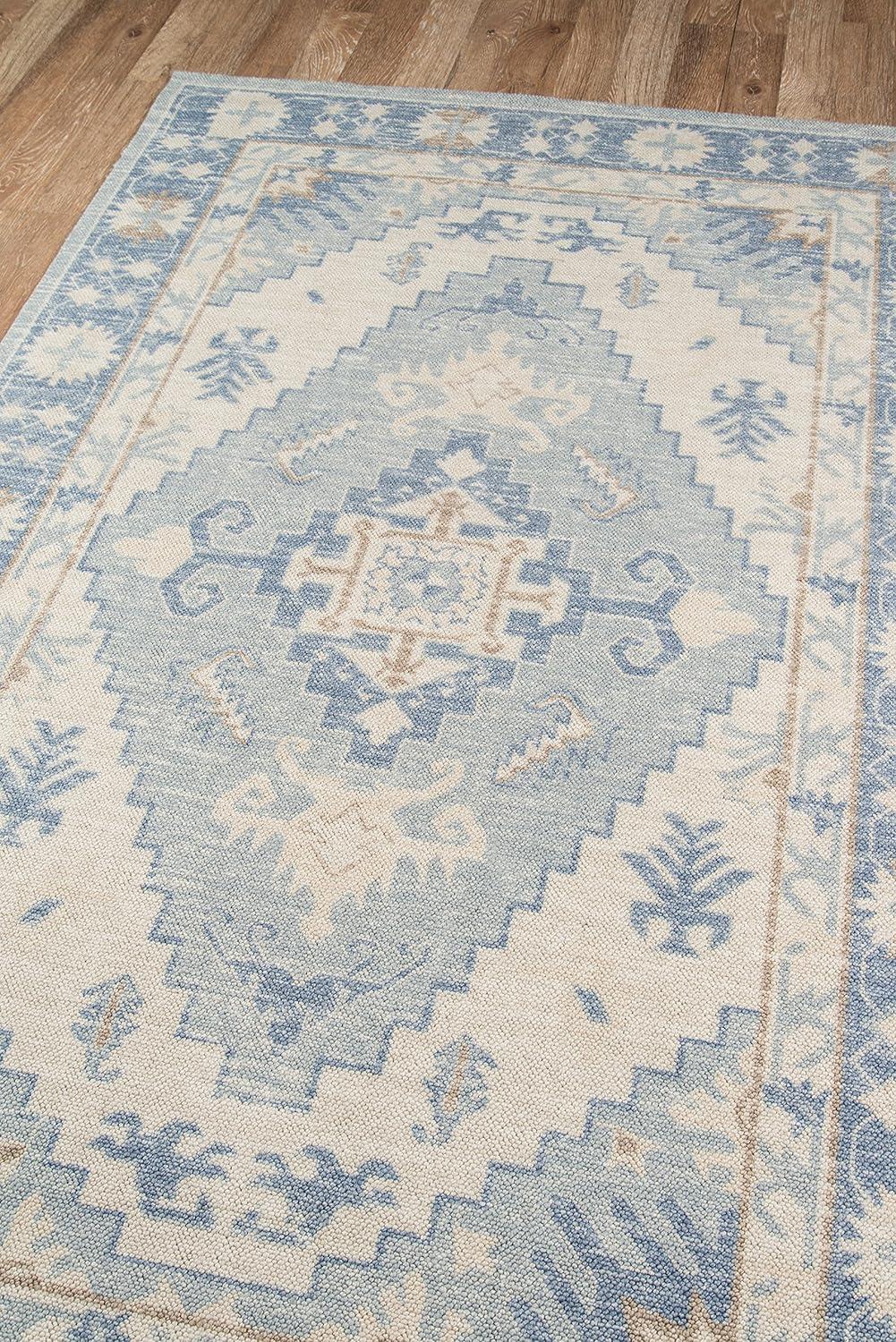 Momeni Anatolia Wool and Nylon Machine Made Blue Area Rug 5'3" X 7'6"