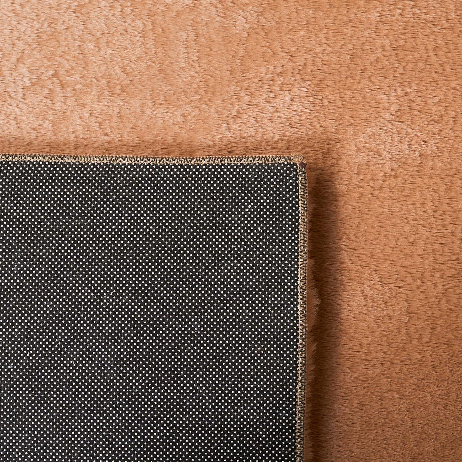 Faux Rabbit Fur FRF500 Power Loomed Machine Washable Indoor Area Rug - Brown - 6'x9' - Safavieh