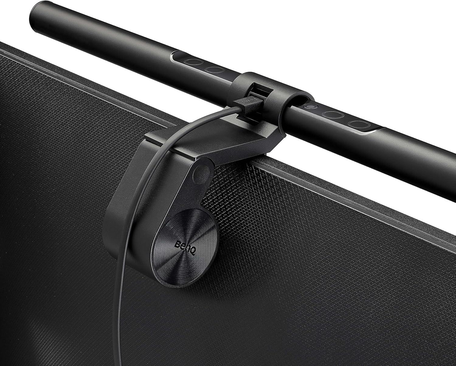 BenQ ScreenBar e-Reading LED Task Lamp with Auto-Dimming and Hue Adjustment Features, Matte Black USB Powered Office Lamp (ScreenBar_Black)