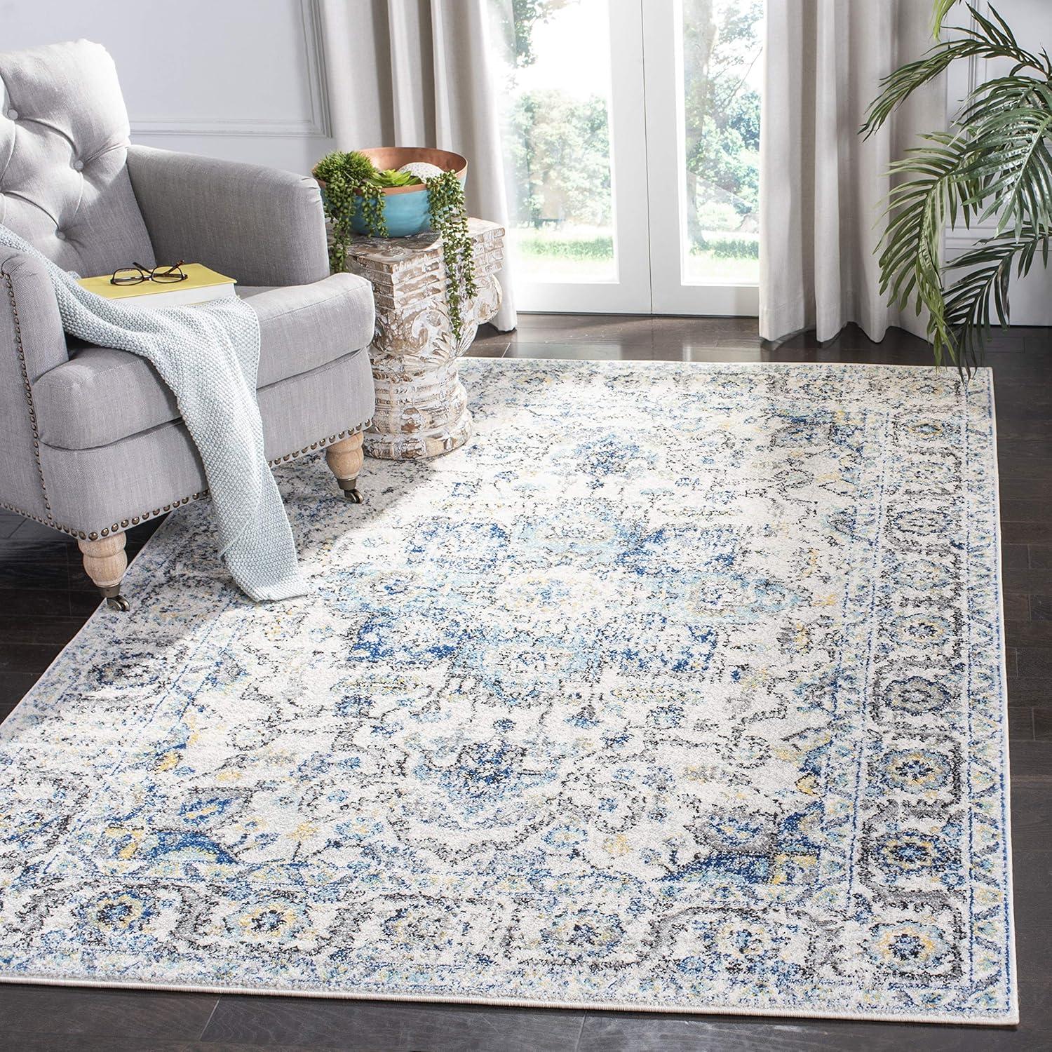 Madison MAD603 Power Loomed Indoor Area Rug - Turquoise/Ivory - 6'7"x9'2" - Safavieh