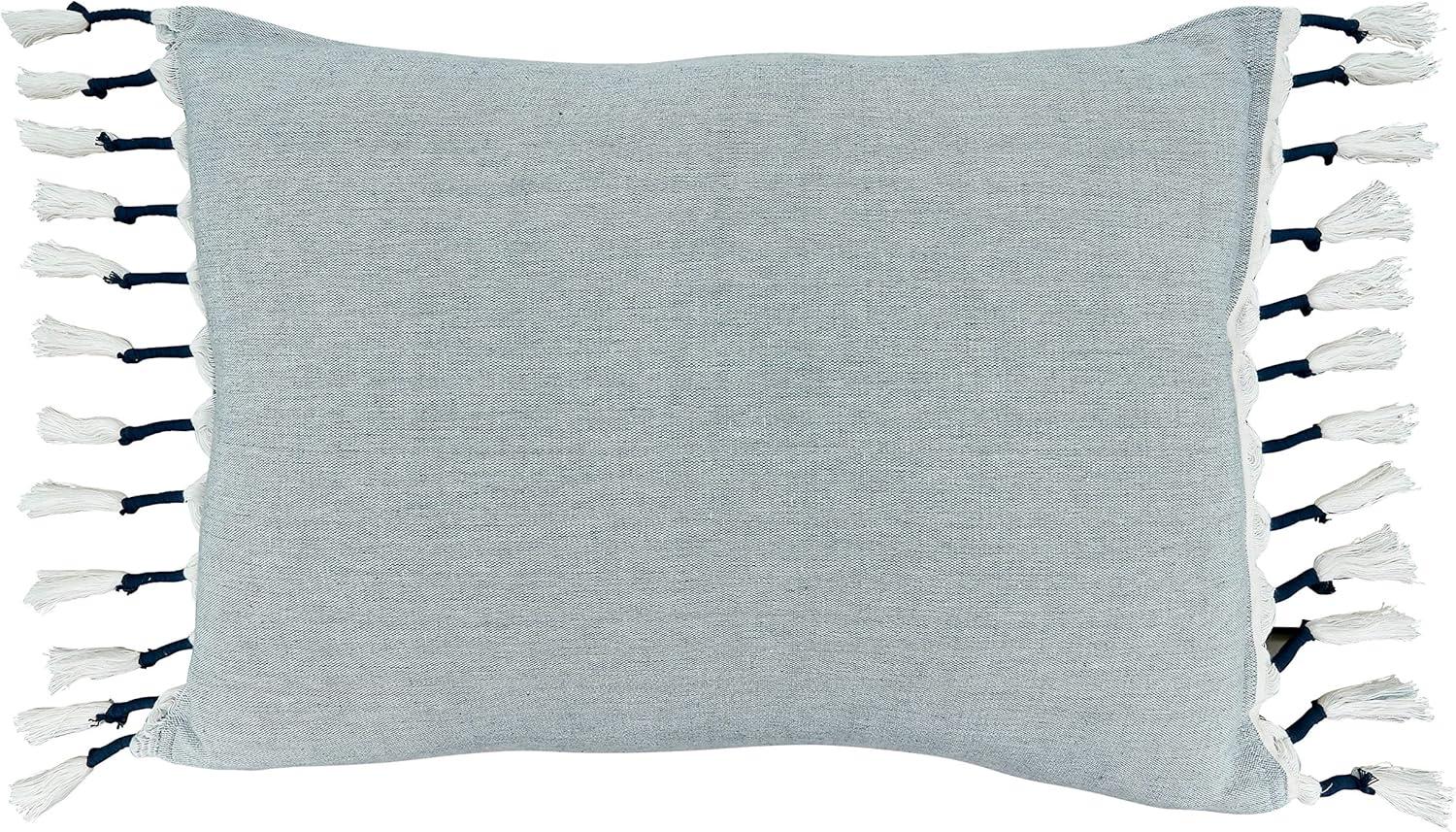 Chambray Rectangular Cotton Tassel Throw Pillow