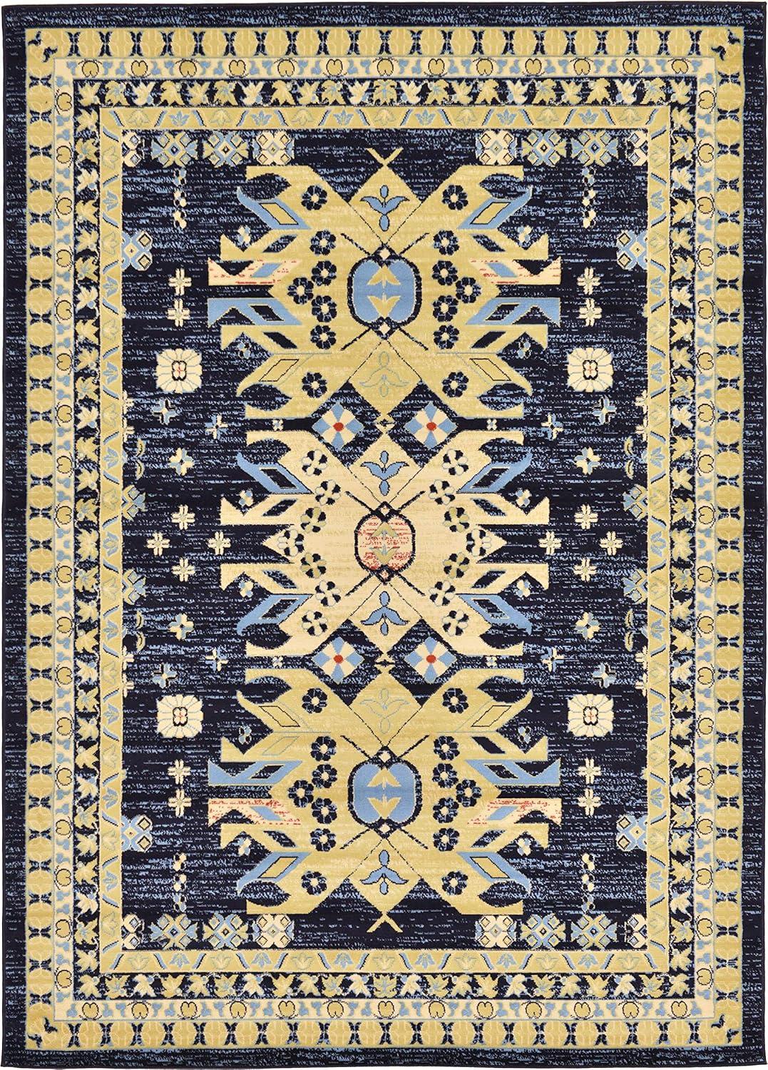 Unique Loom 7' 1 x 10' 0 Navy Blue Taftan Oasis Area Rug