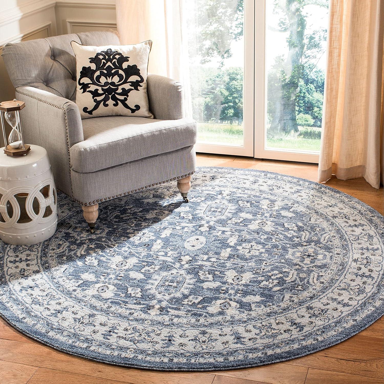 Reversible Charleston Heirloom 9' x 12' Blue Synthetic Area Rug