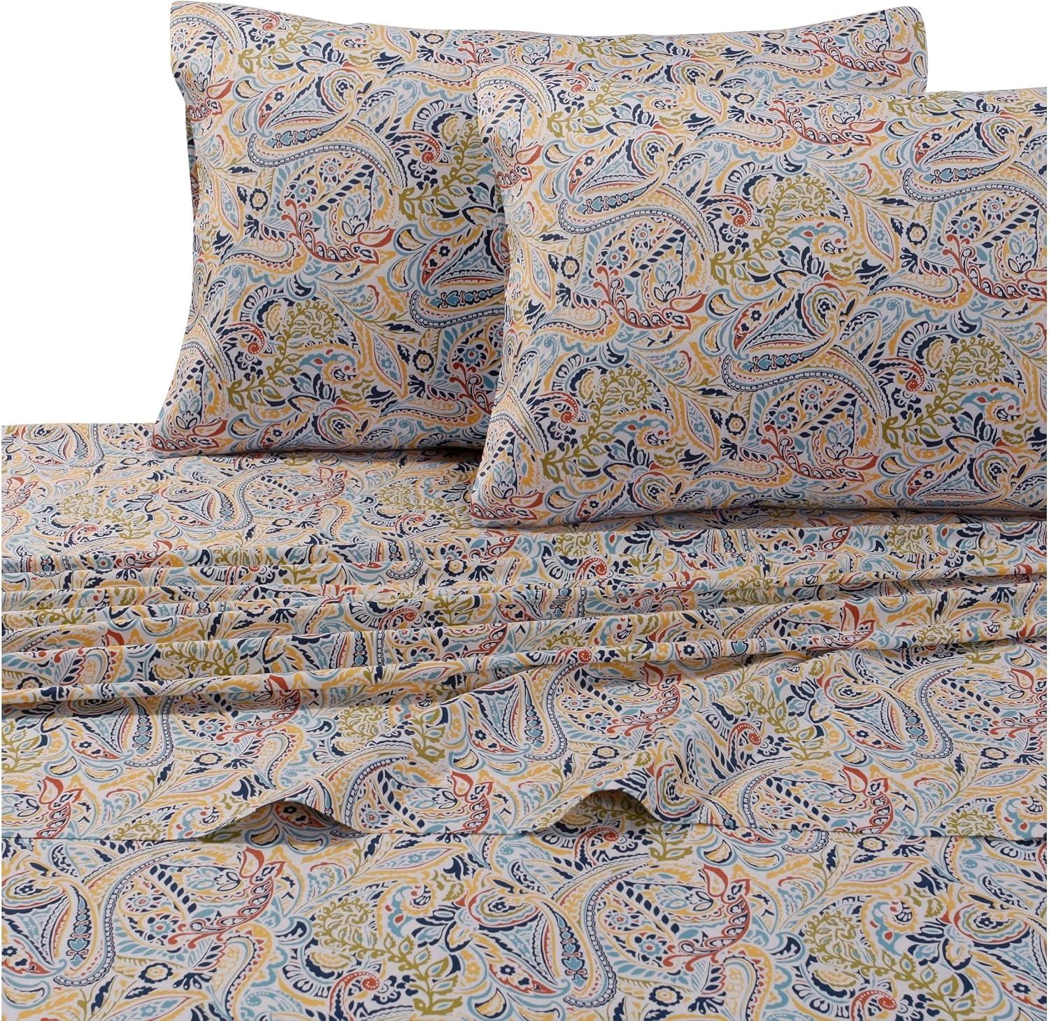 100% Cotton Sateen Paisley Sheet Set