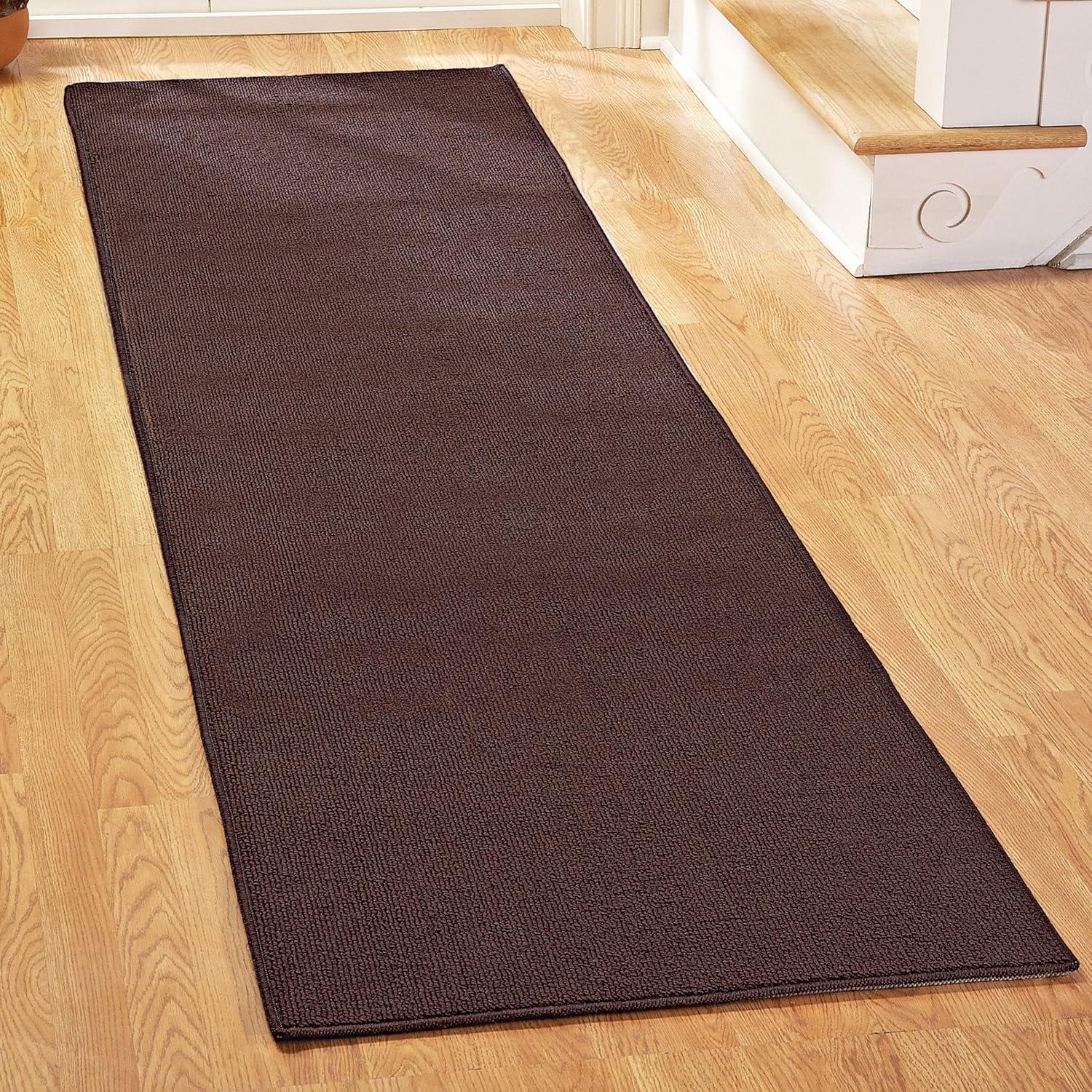 Collections Etc Extra-Wide and Extra-Long Skid-Resistant Floor Runner Rug for High-Traffic Flooring Areas, Including Entryways, Hallways, Foyers and Kitchens, Brown, 28" X 60"