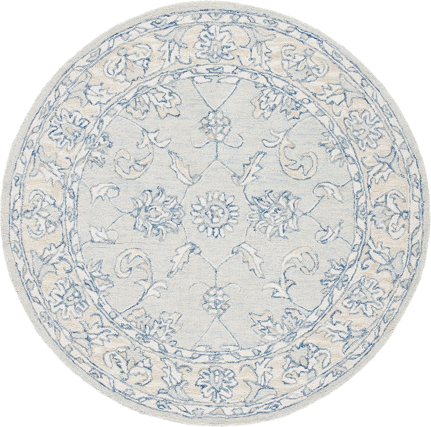 Micro-Loop MLP535 Hand Tufted Area Rug - Blue/Beige - 5' round - Safavieh.