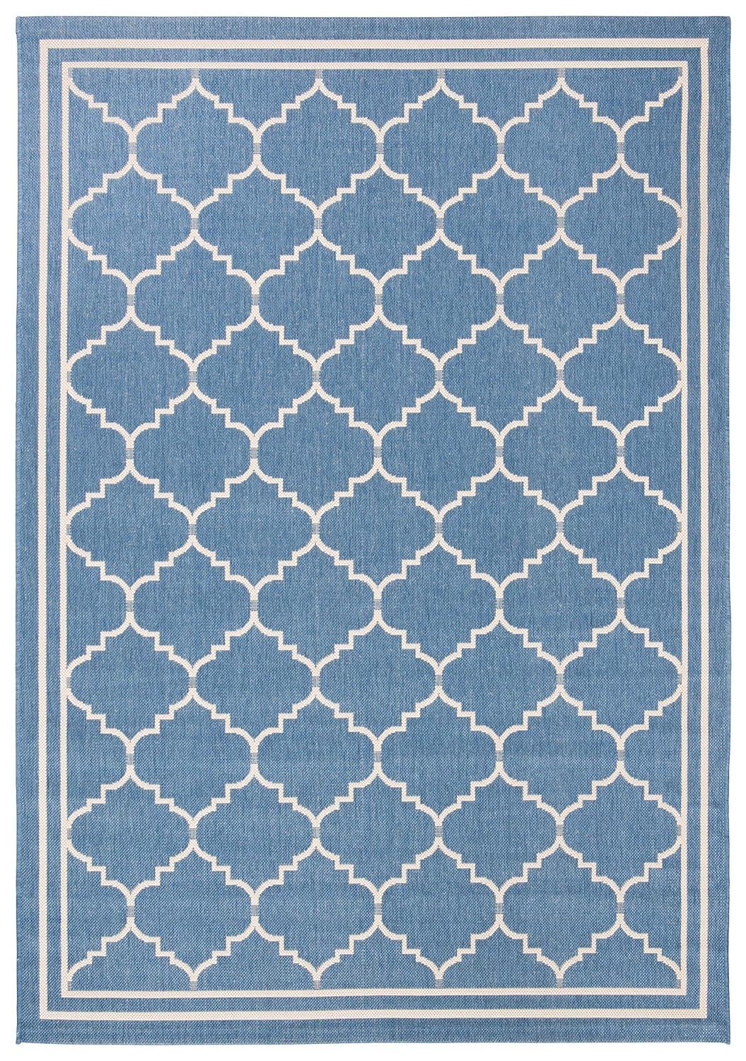 Courtyard CY6889 Power Loomed Indoor and Outdoor Area Rug - Blue/Beige - 5'3"x7'7" - Safavieh