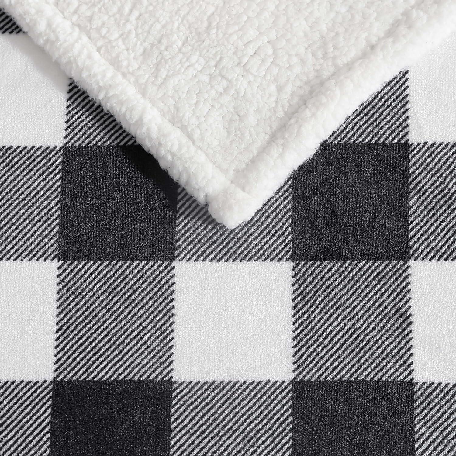 50"x60" Cabin Plaid Reversible Throw Blanket Black/White - Eddie Bauer: Soft, Lightweight, Ideal for Travel