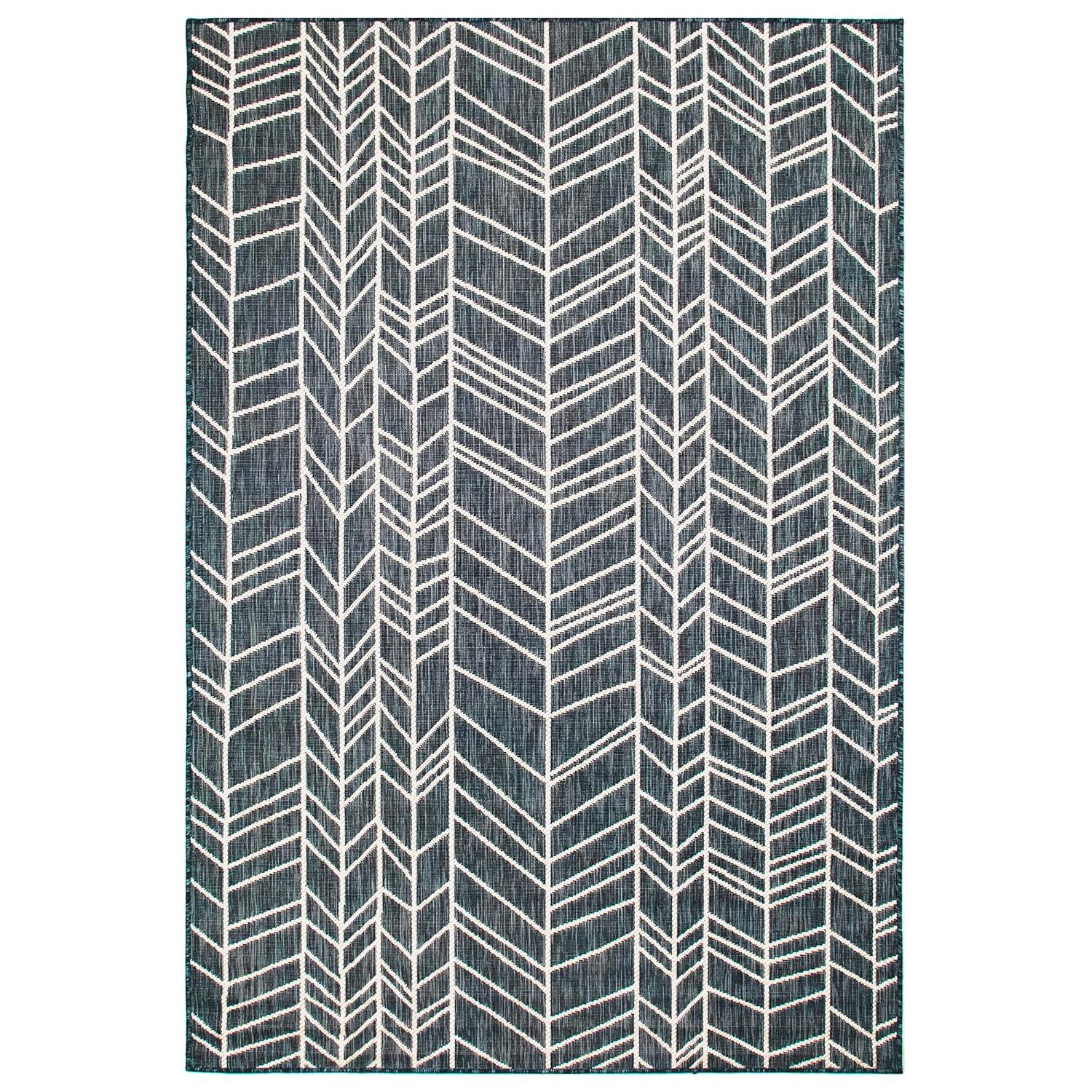 Liora Manne  Carmel Chevron Indoor/Outdoor Rug Navy 3'3" x 4'11" 3' x 5' Navy Rectangle
