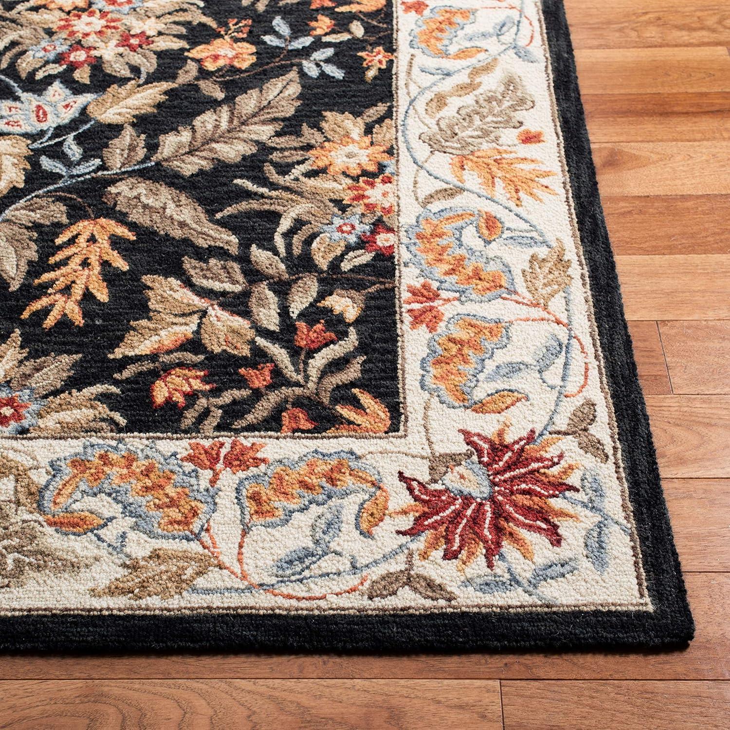 Red Floral Handmade Wool Accent Rug 20" x 4"