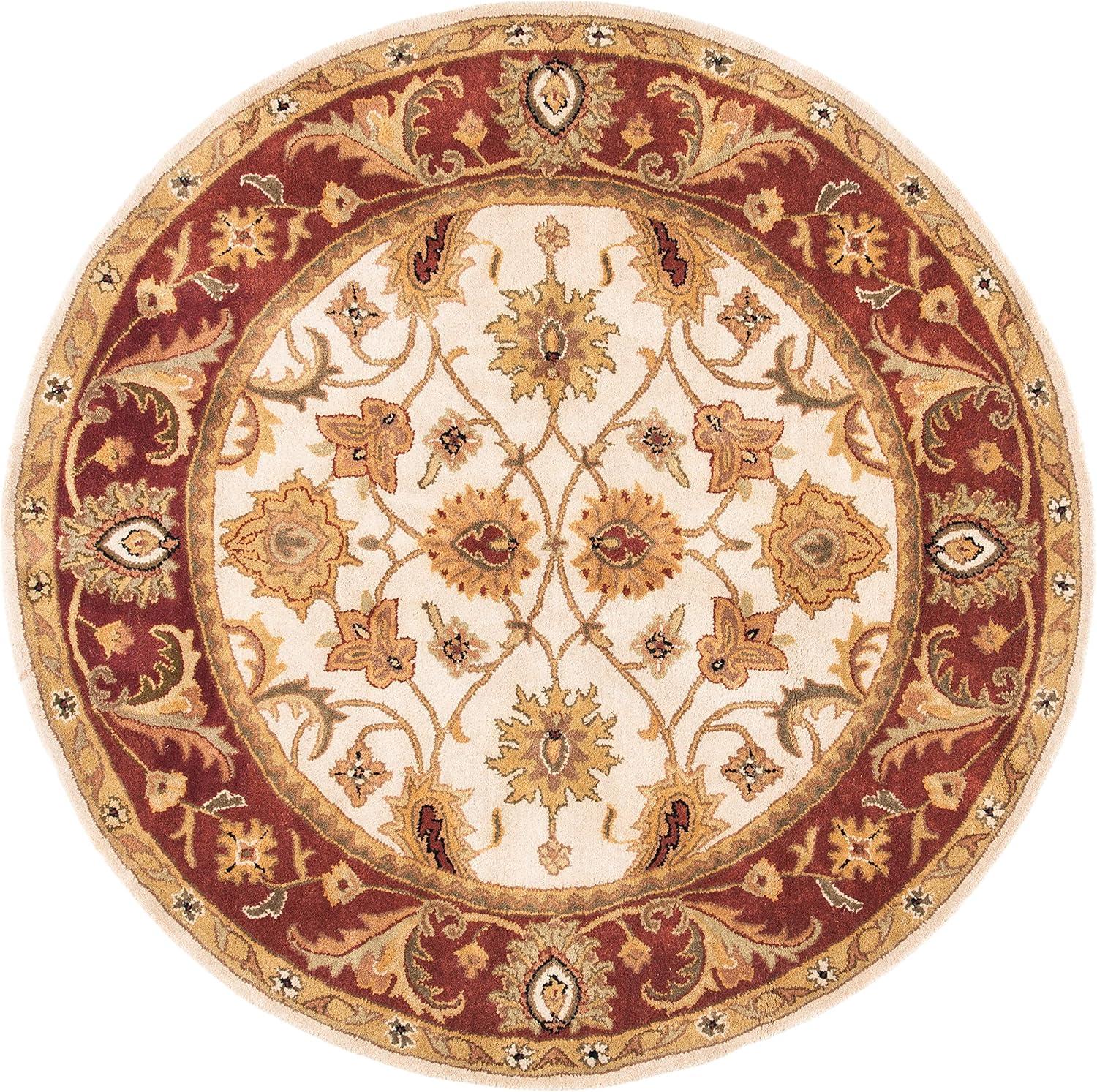 Classic CL244 Hand Tufted Accent Rug - Ivory/Red - 3'6" Round - Safavieh.