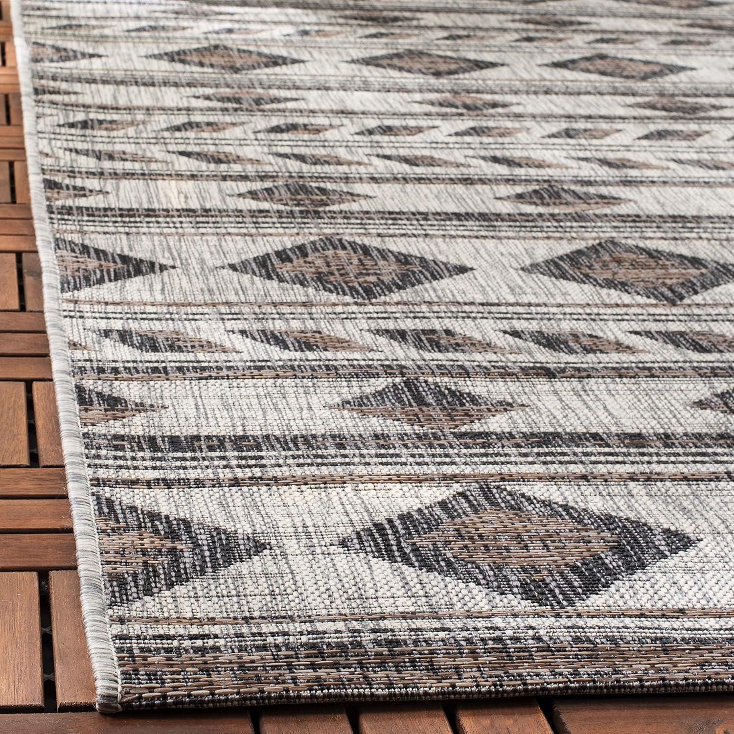 Courtyard CY8529 Power Loomed Indoor/Outdoor Area Rug - Grey/Black - 4'x4' - Safavieh.