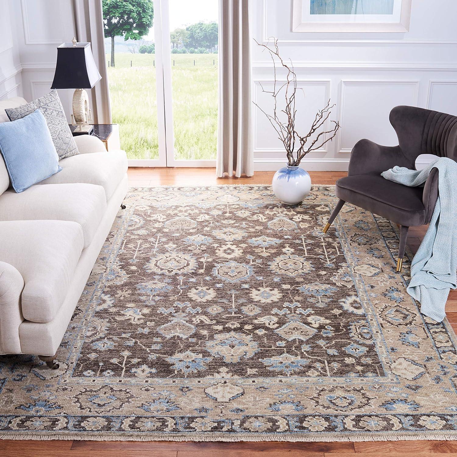 Samarkand Gray and Beige Hand-Knotted Wool Area Rug