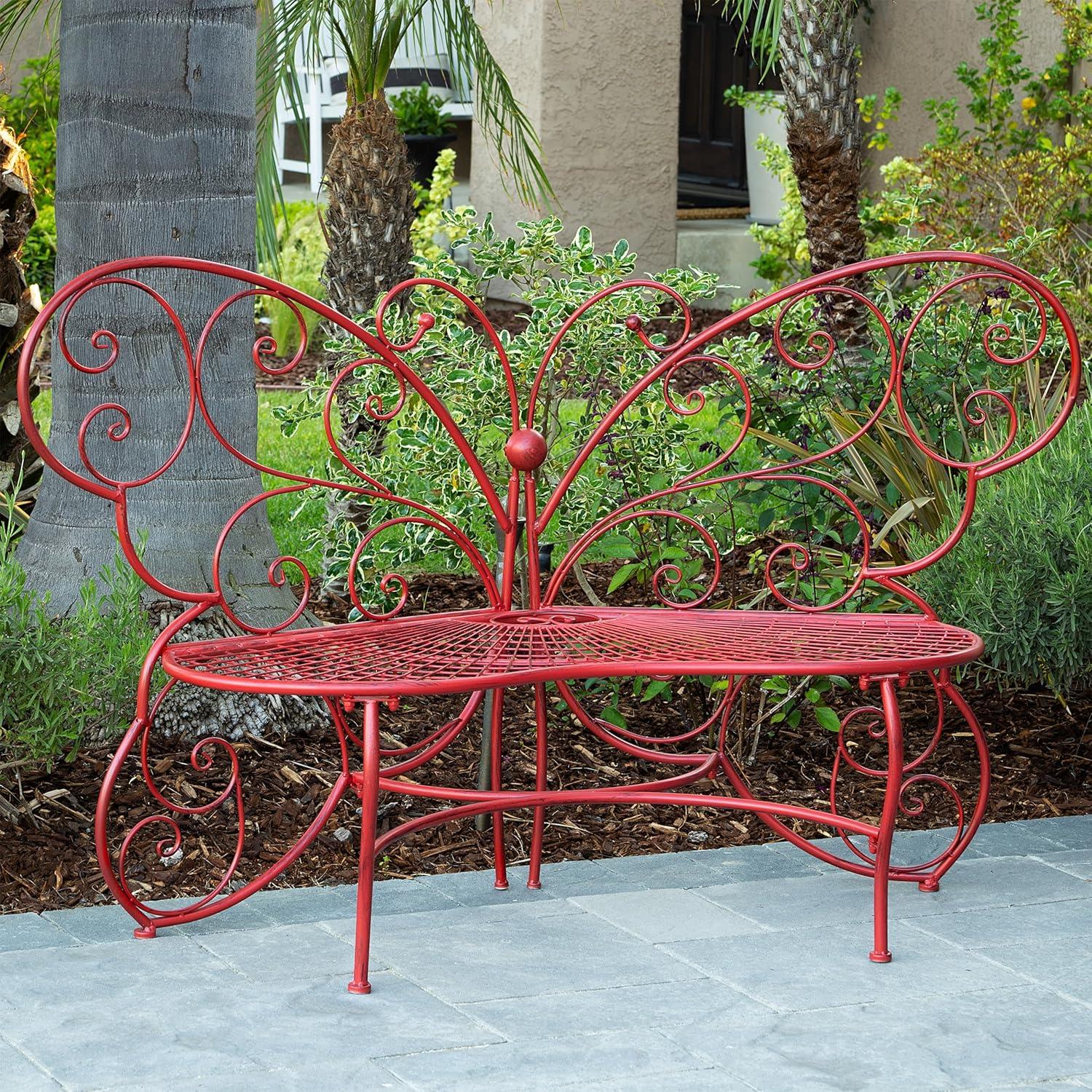 Butterfly Metal Bench Red - Alpine Corporation