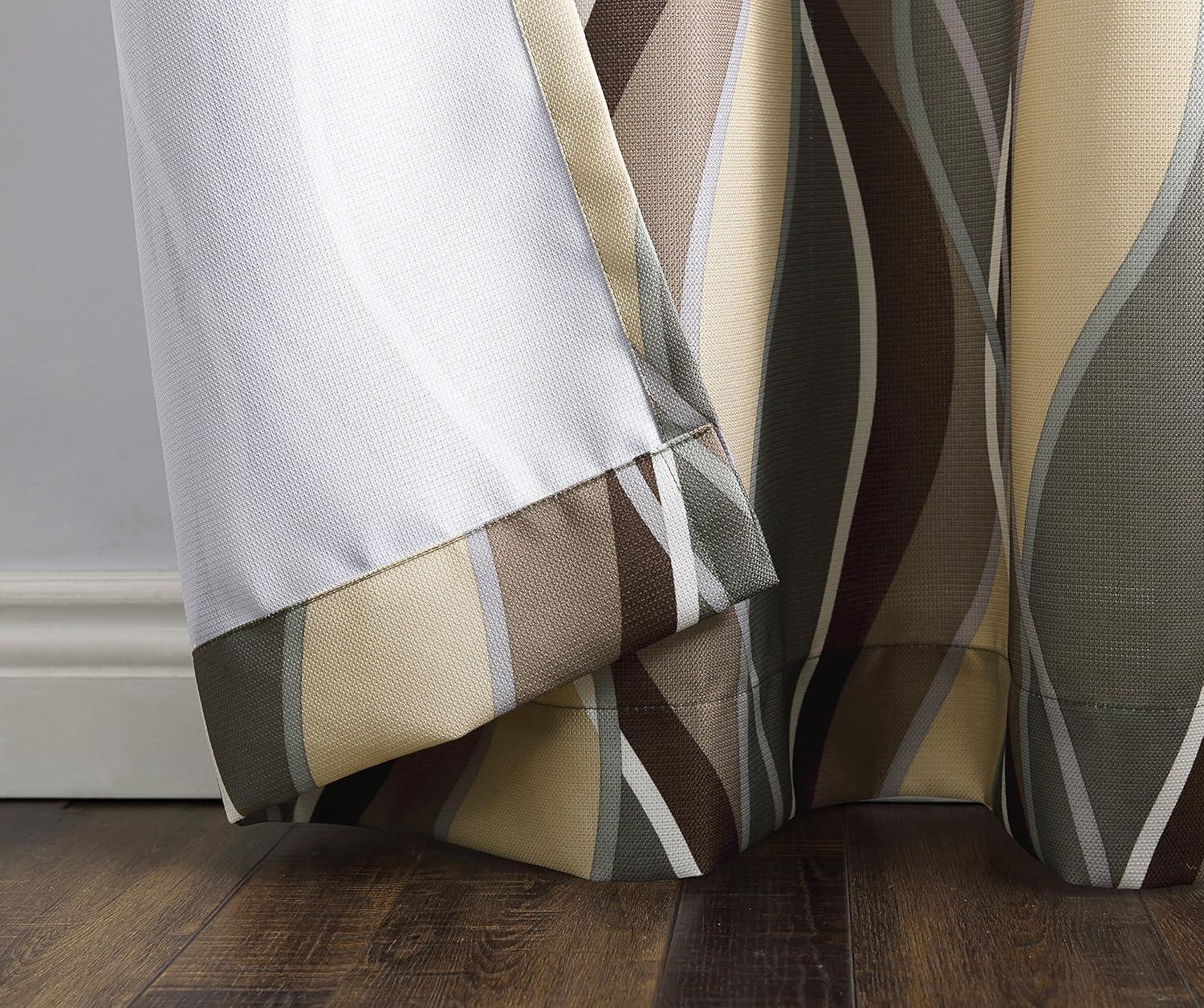 48"x84" No. 918 Semi-Sheer Intersect Ogee Wave Print Grommet Curtain Panel Spruce: Modern Light Filtering Green Curtain
