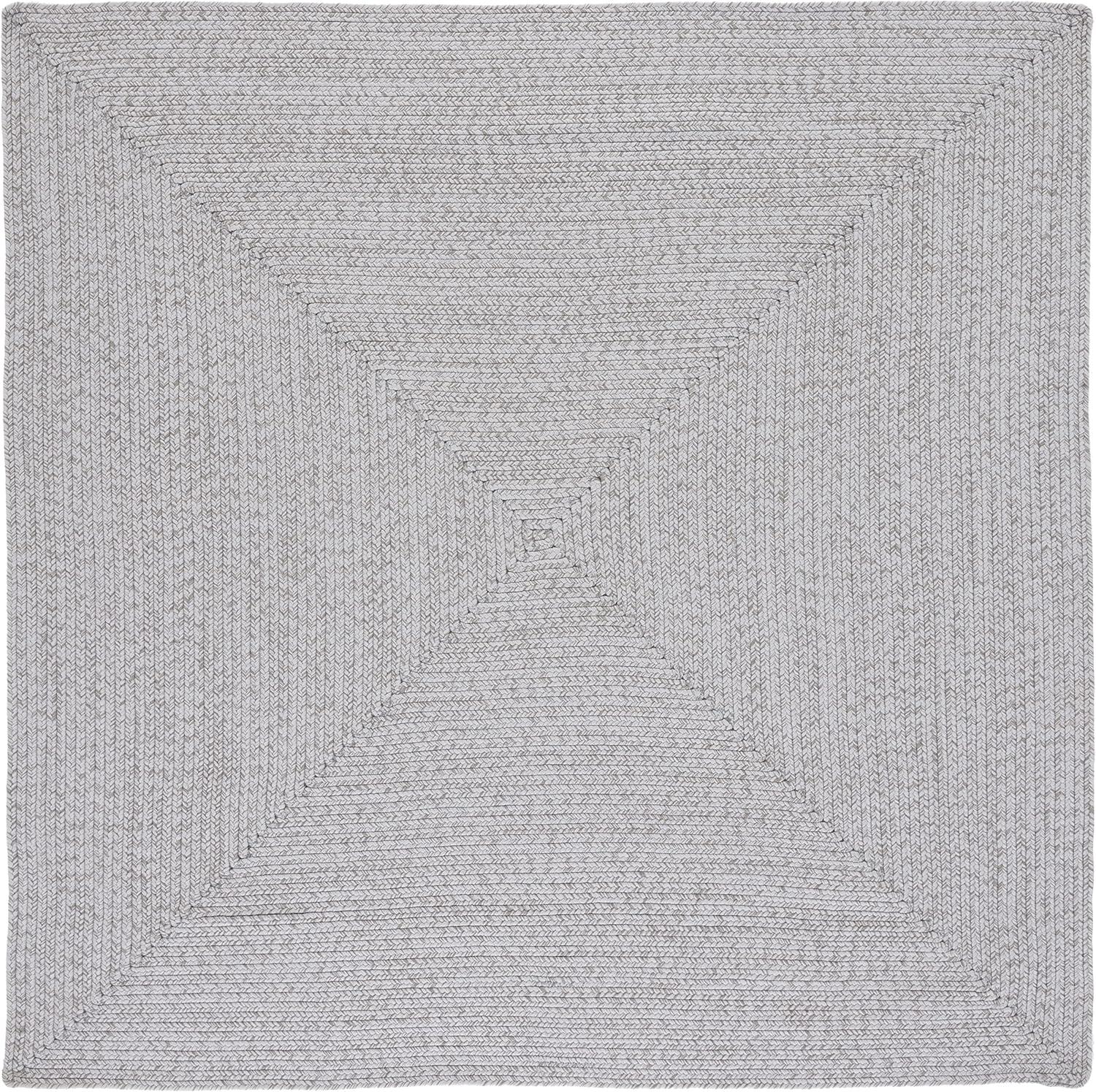 Handwoven Braided Silver & Grey Square Area Rug - 4' x 4'