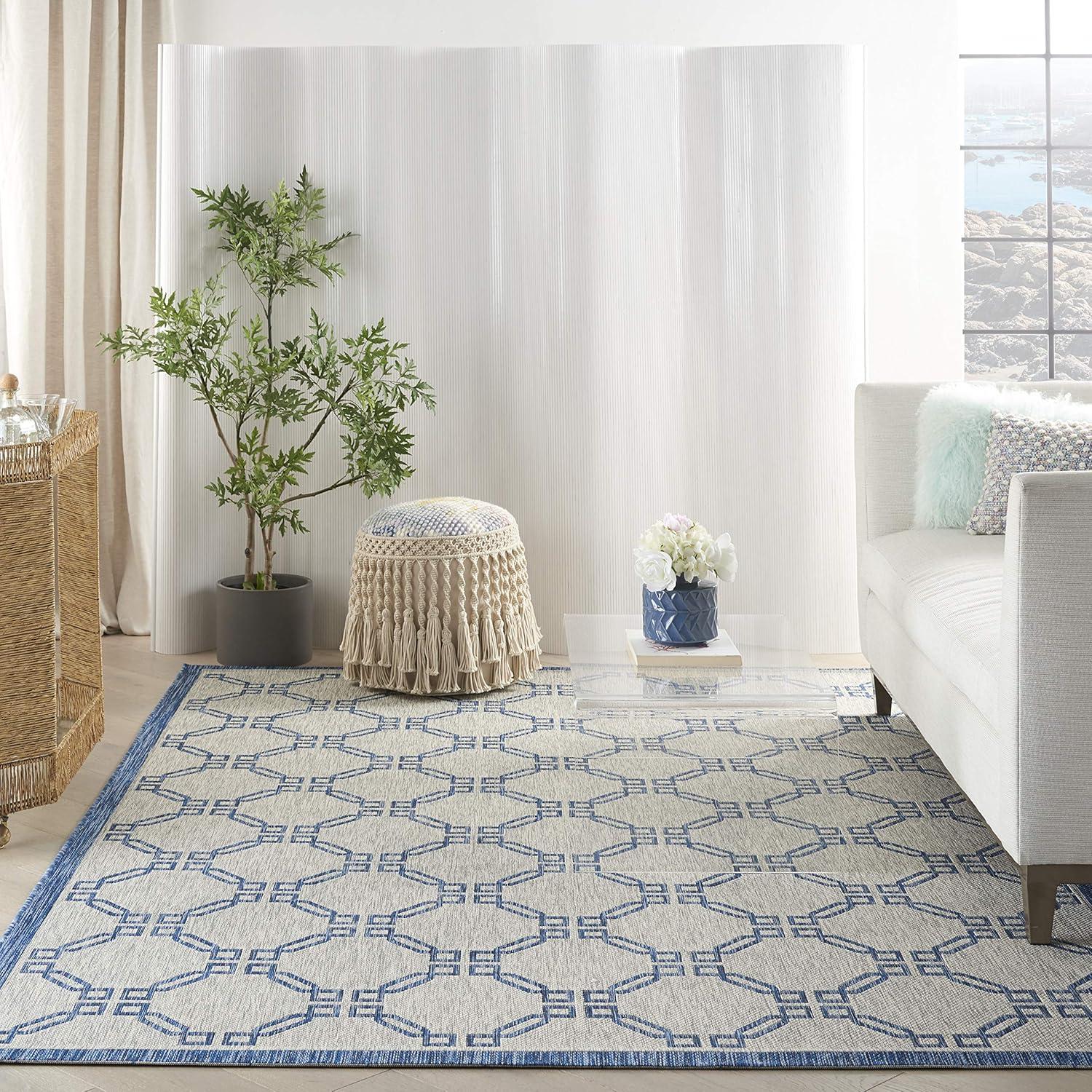 Nourison Garden Party GRD02 Indoor/outdoor Area Rug - Ivory Blue 6' x 9'