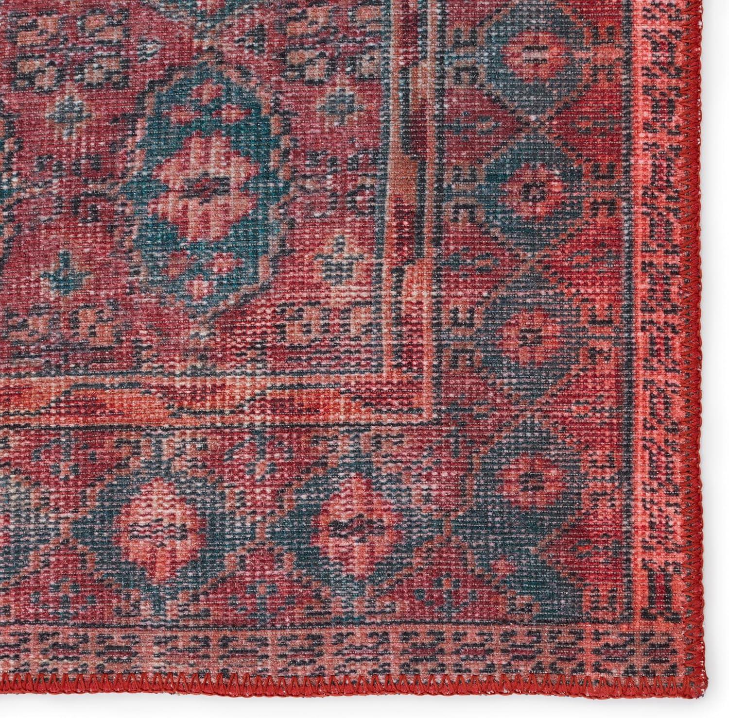 Kate Lester + Jaipur Living Machine Washable Kalinar Power Loom Performance Dark Red/Blue Rug & Reviews | Wayfair