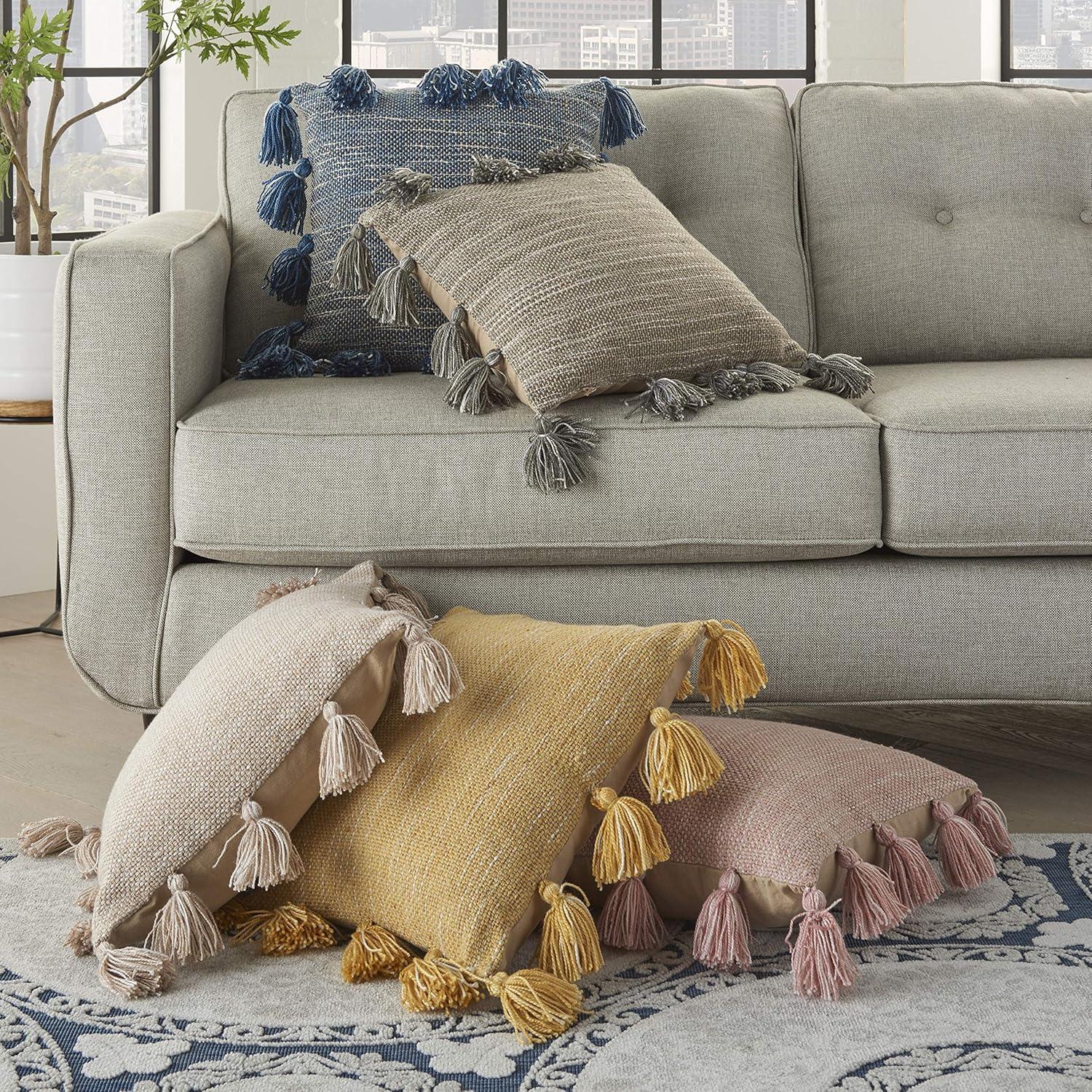 Mina Victory 18" Polyester Blend Throw Pillow With Tassels