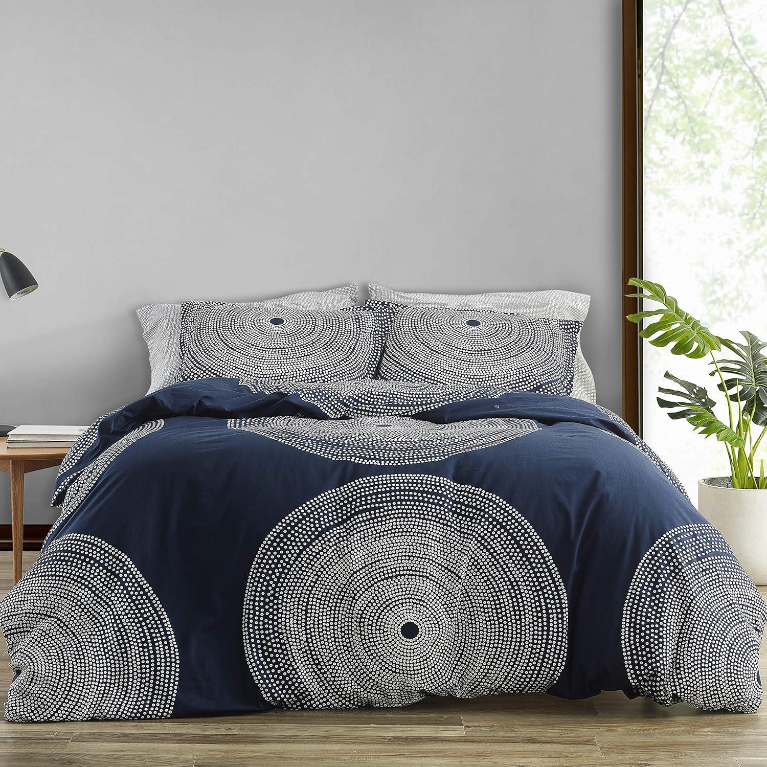 Marimekko Fokus Cotton Navy Duvet Cover Set
