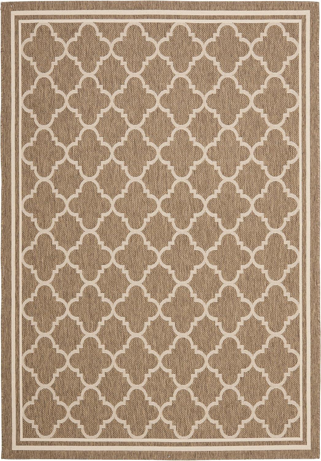 Courtyard CY6918 Power Loomed Indoor/Outdoor Area Rug - Brown/Bone - 4'x5'7" - Safavieh.