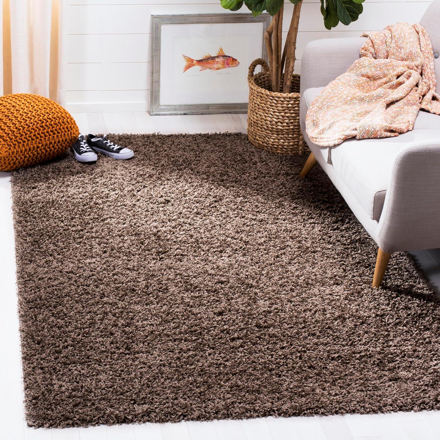 Athens Shag SGA119 Power Loomed Indoor Area Rug - Taupe - 6'x9' - Safavieh