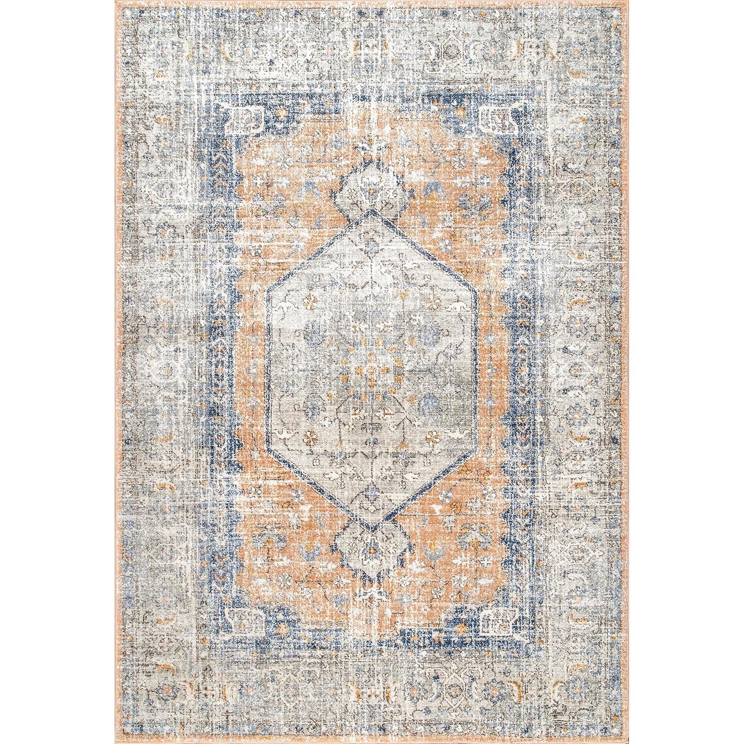 Nuloom Jacquie Medallion 6 Square Indoor Area Rug for Living Room Bedroom Dining Room Kitchen, Peach/Beige