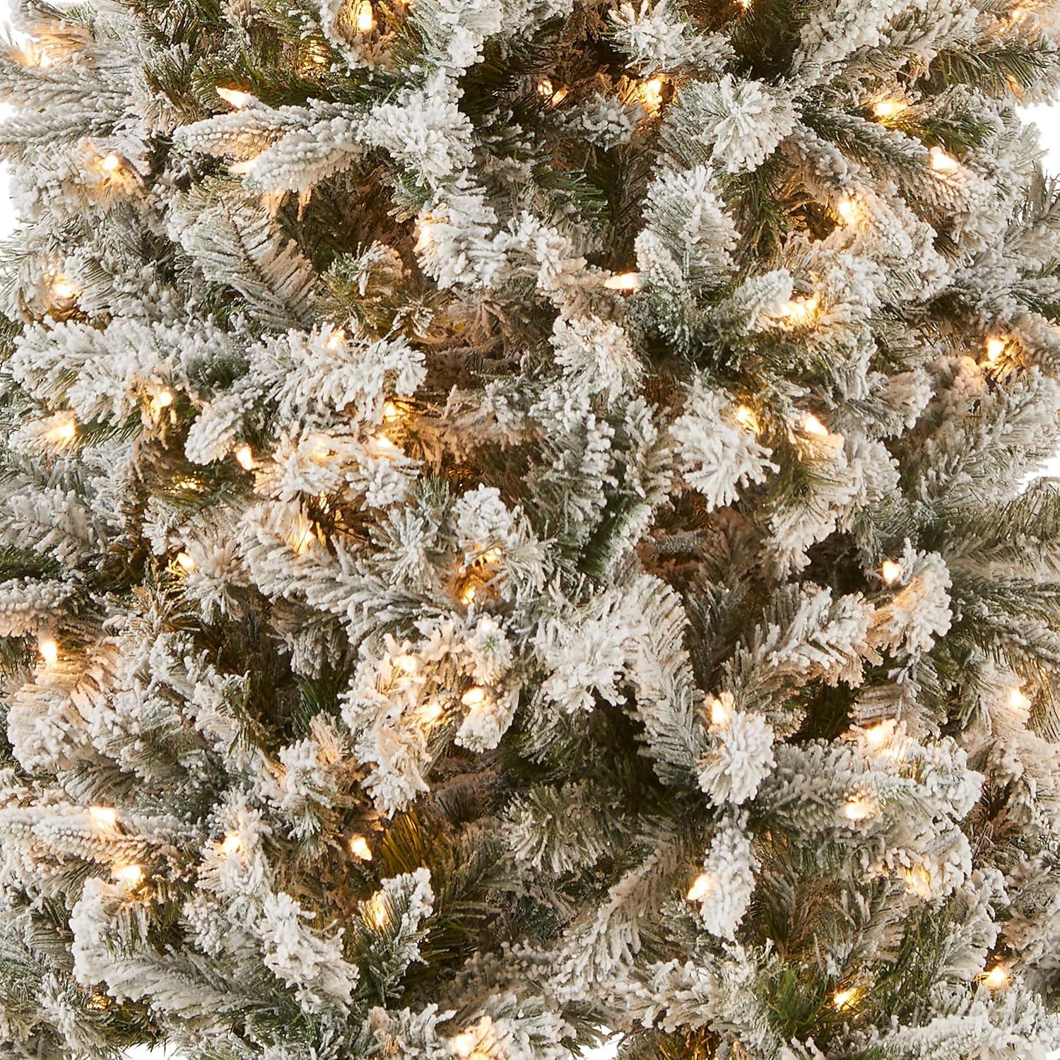 6.5' Prelit Snowy Mixed Pine Artificial Christmas Tree Clear Lights - National Tree Company