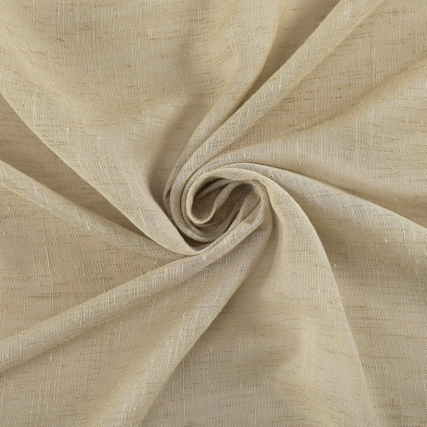 52"x63" Archaeo Light Filtering Slub Textured Linen Blend Grommet Top Curtain Panel Sand: Modern Indoor Decor