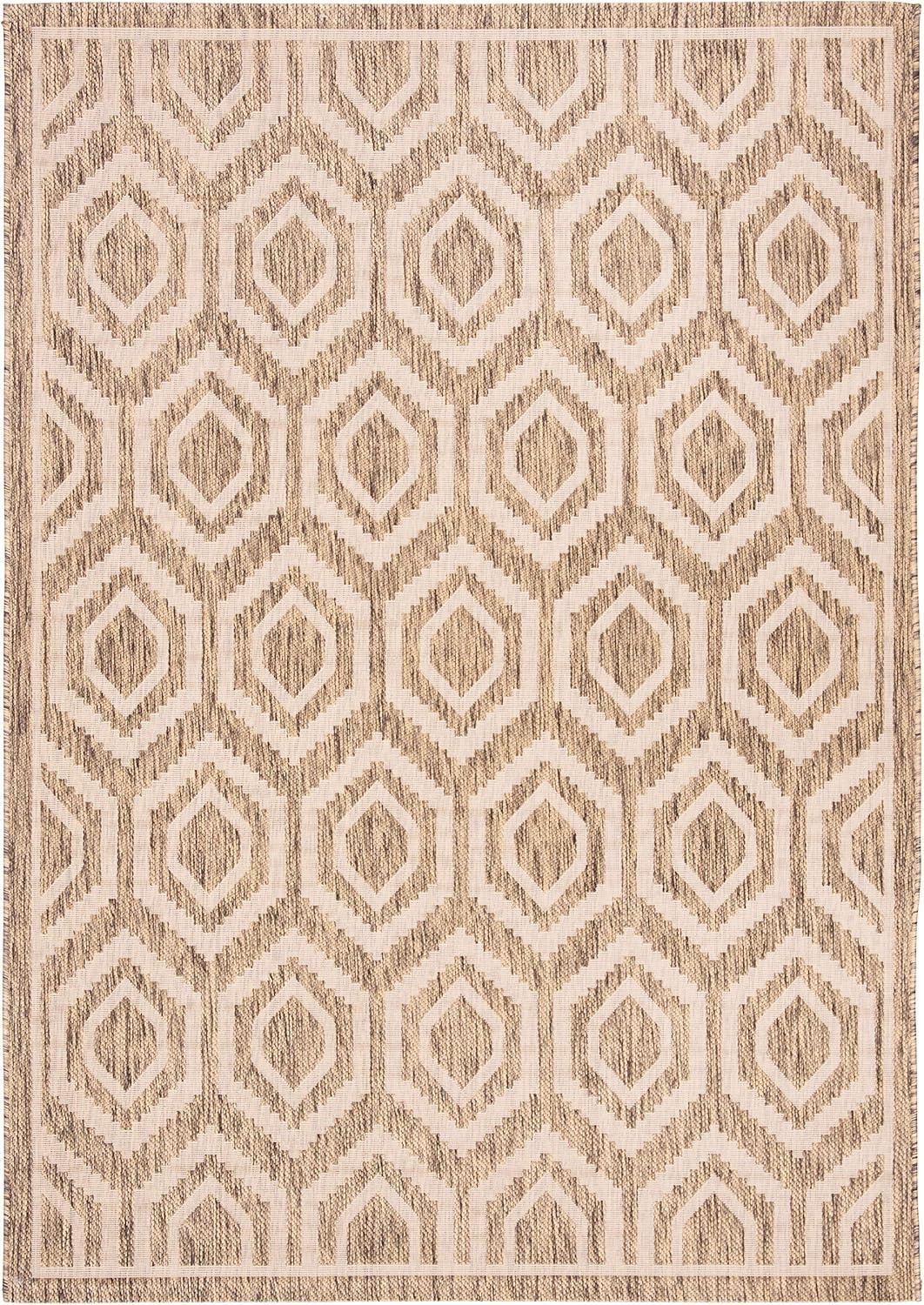 Courtyard CY6902 Power Loomed Indoor and Outdoor Area Rug - Brown/Bone - 6'7"x9'6" - Safavieh