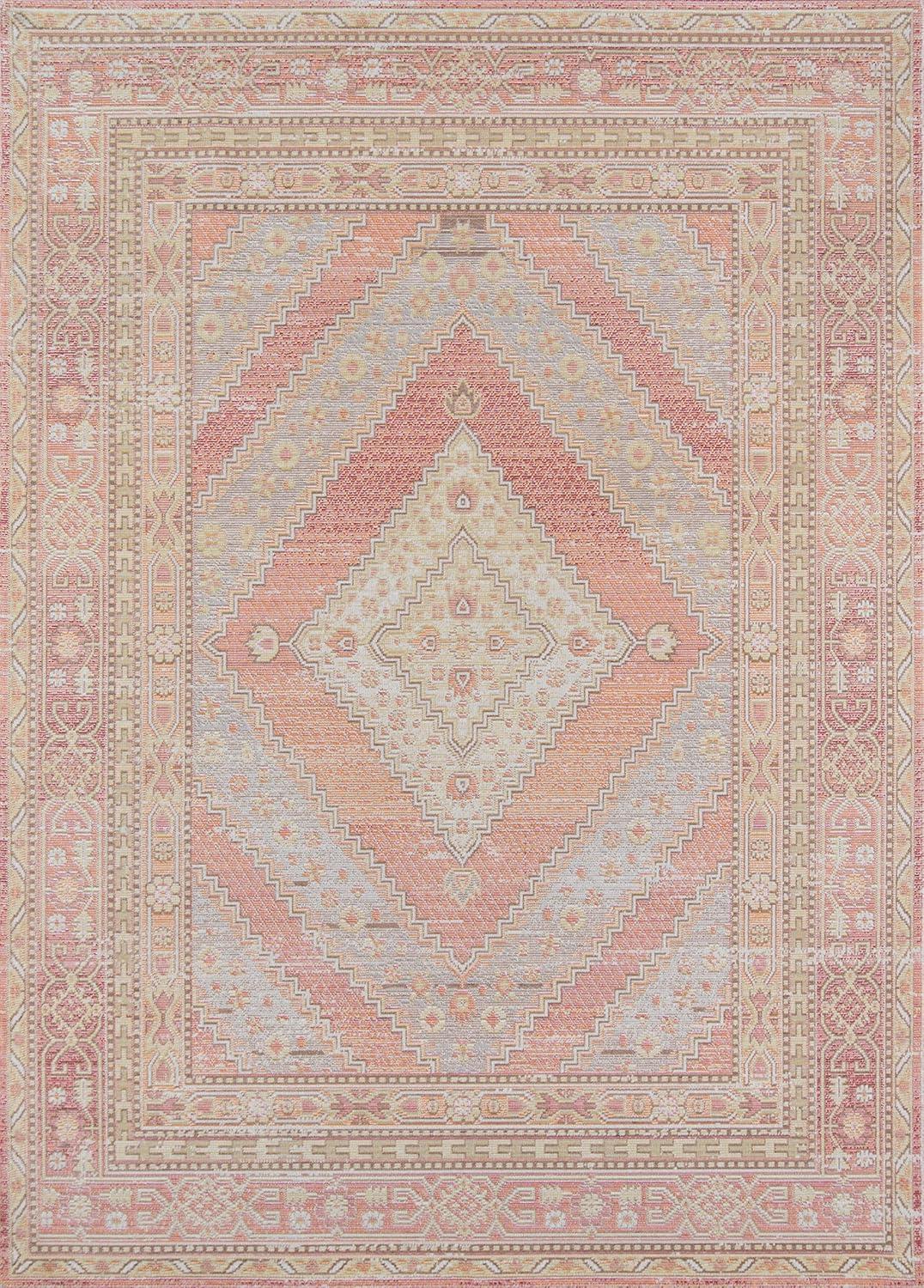 Momeni 9'3"x11'10" Isabella Orla Machine Loomed Area Rug Pink: Classic Medallion Pattern, Low Pile, Indoor Use