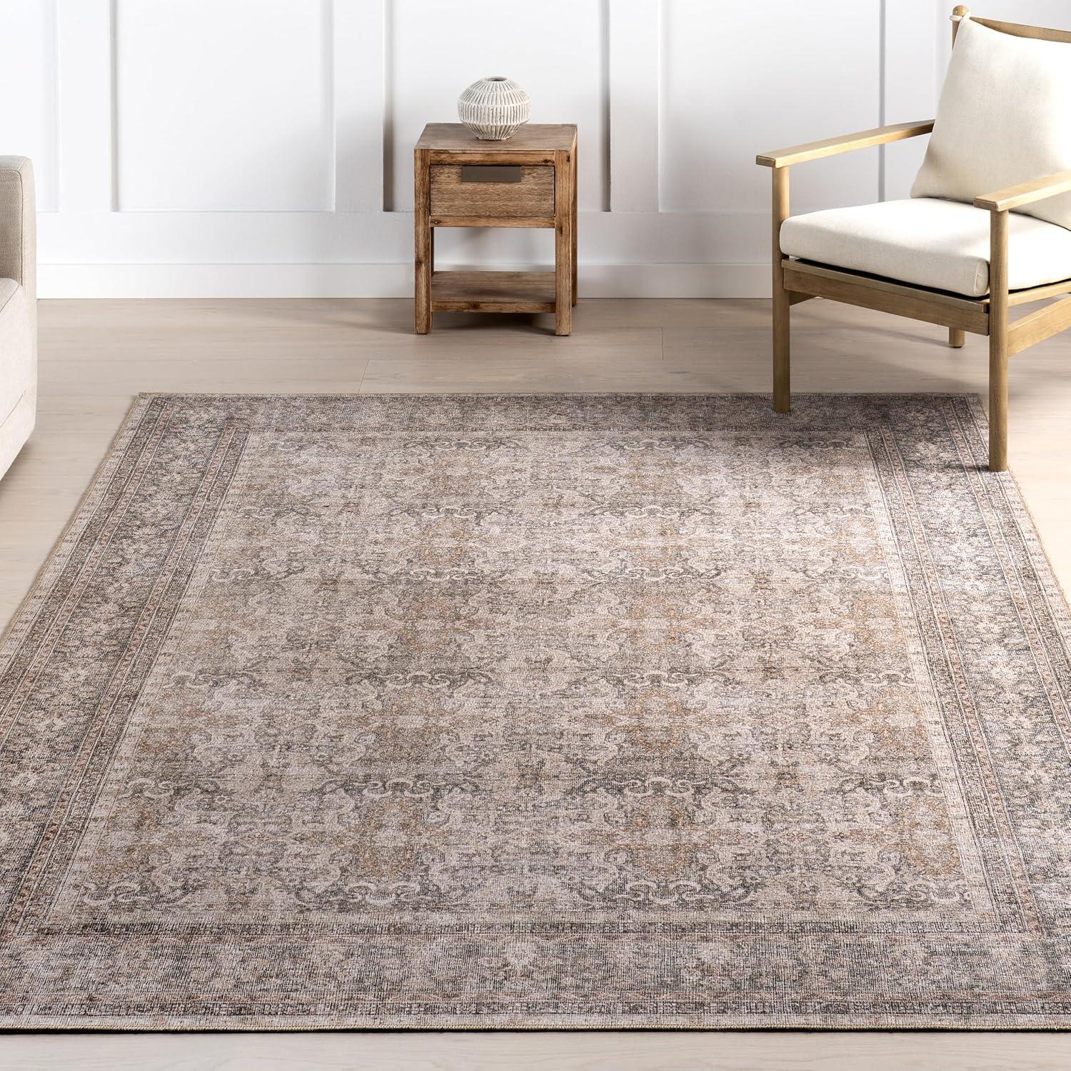 Nuloom Hillstone Collection Else Traditional Vintage Medallion Area Rug, 5' x 8', Beige