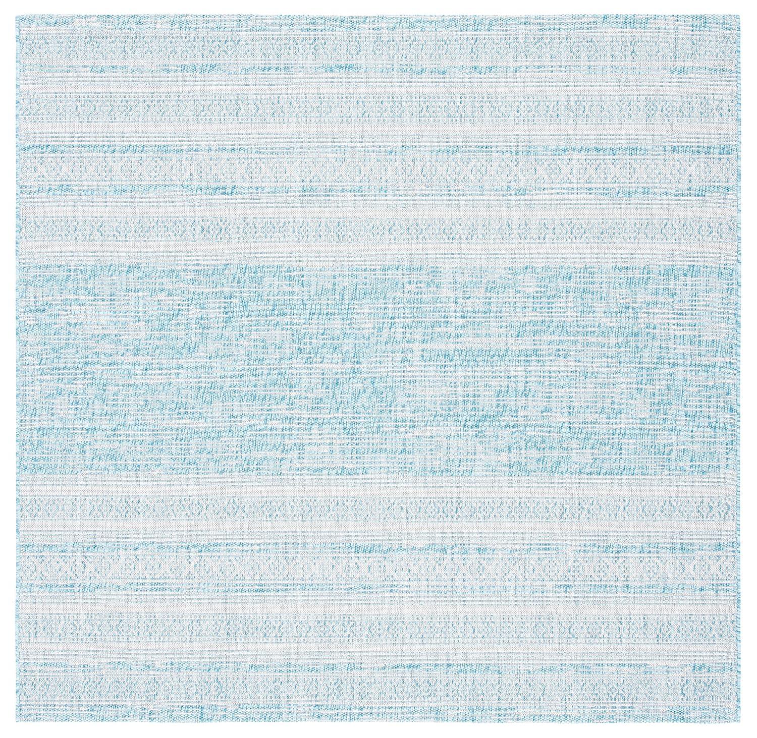 Courtyard CY8061 Power Loomed Indoor and Outdoor Area Rug - Aqua/Grey - 6'7"x6'7" - Safavieh