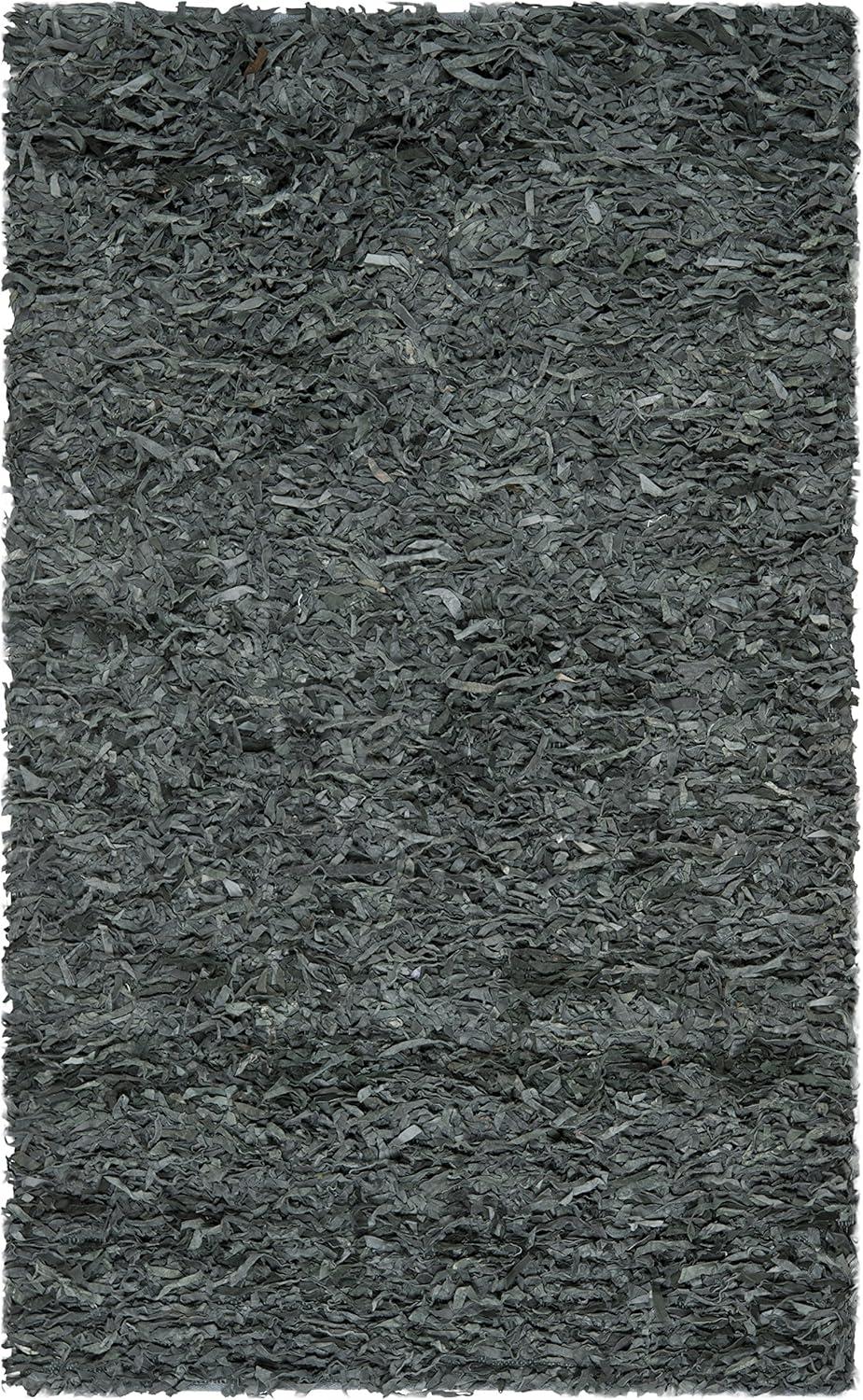 Hand-Knotted Brown Leather Shag 4' x 6' Rug