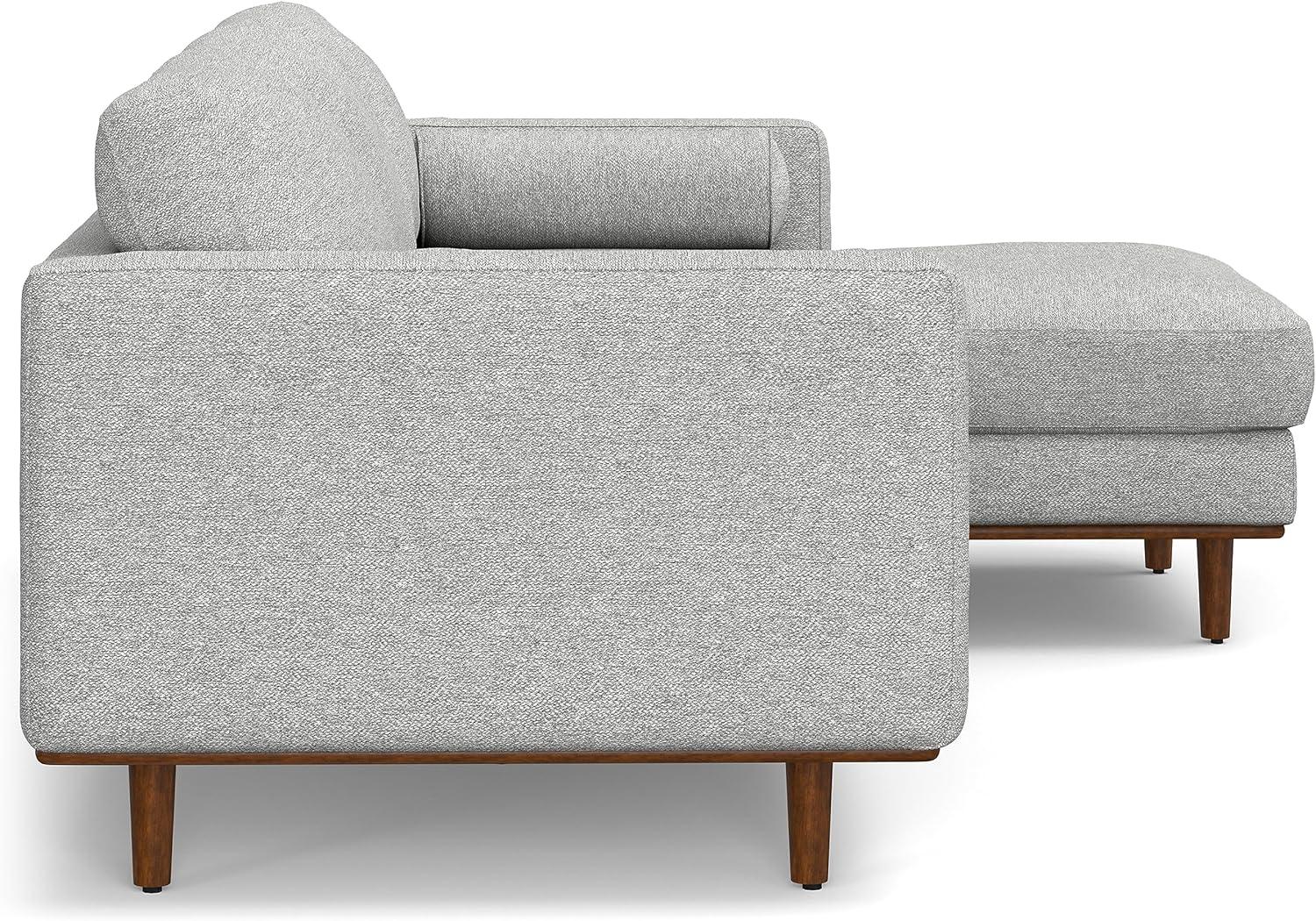 Simpli Home Morrison Large Left Sectional Sofa,Mid-Century Modern Couch with Chaise Lounge and Eco-Friendly Woven-Blend Fabric