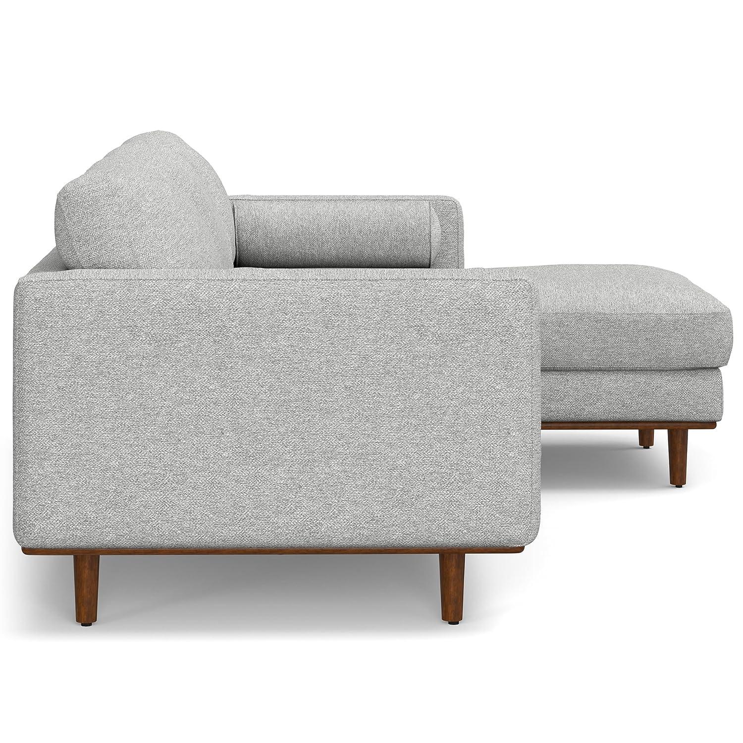 Simpli Home Morrison Large Left Sectional Sofa,Mid-Century Modern Couch with Chaise Lounge and Eco-Friendly Woven-Blend Fabric