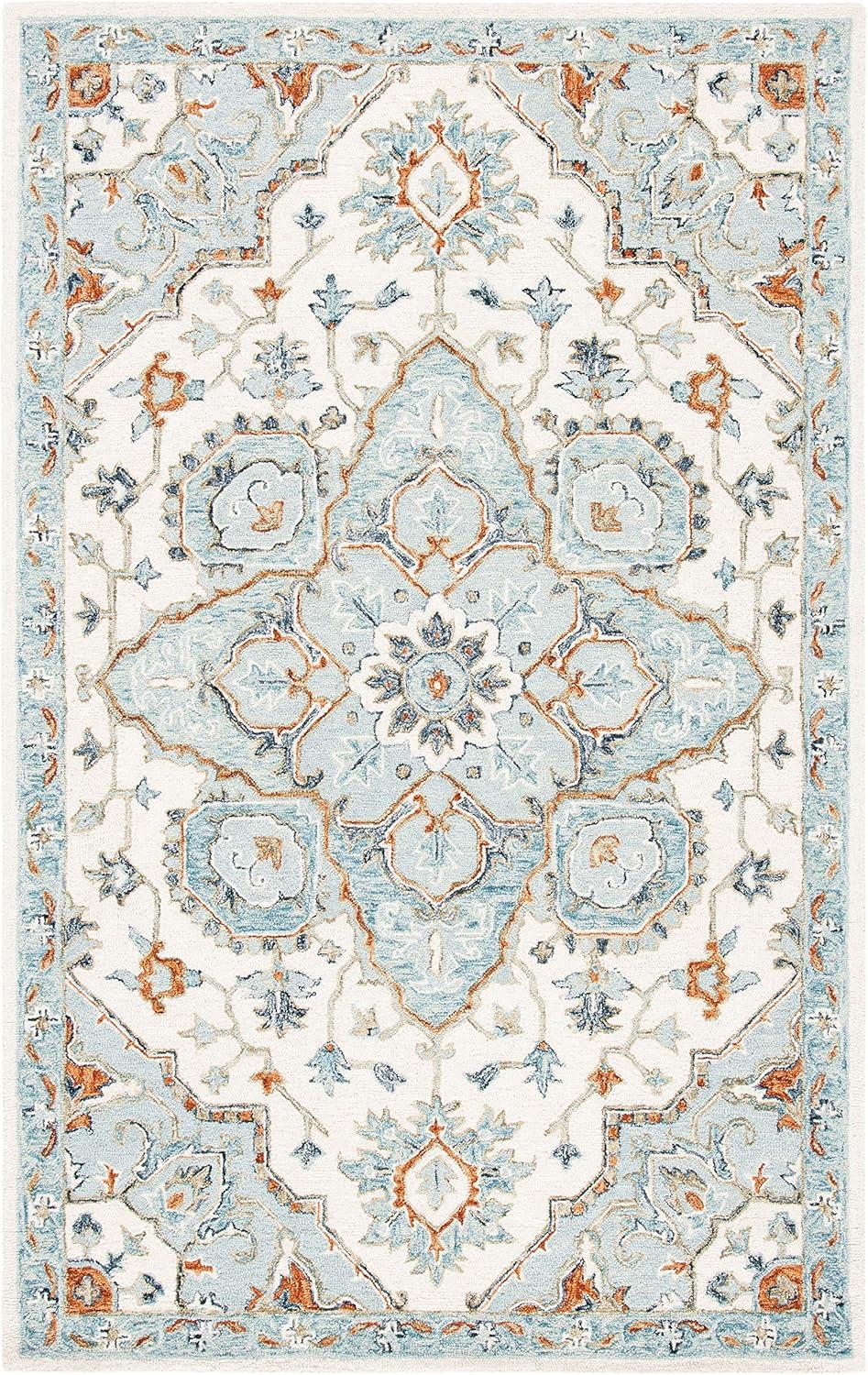 SAFAVIEH Heritage Kagan Oriental Area Rug, Ivory/Blue, 5' x 8'