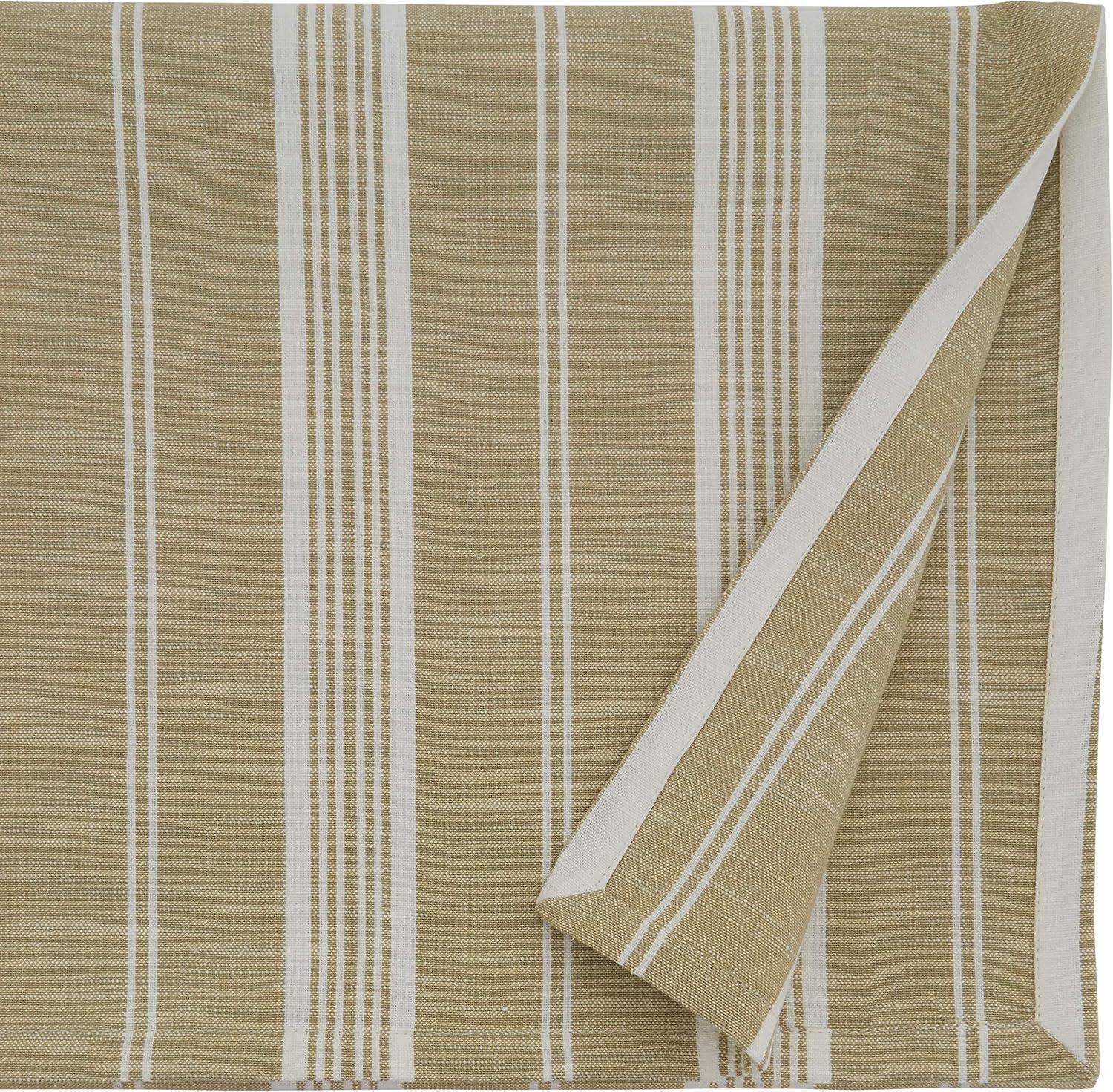 70" Cotton Striped Design Tablecloth Beige - Saro Lifestyle